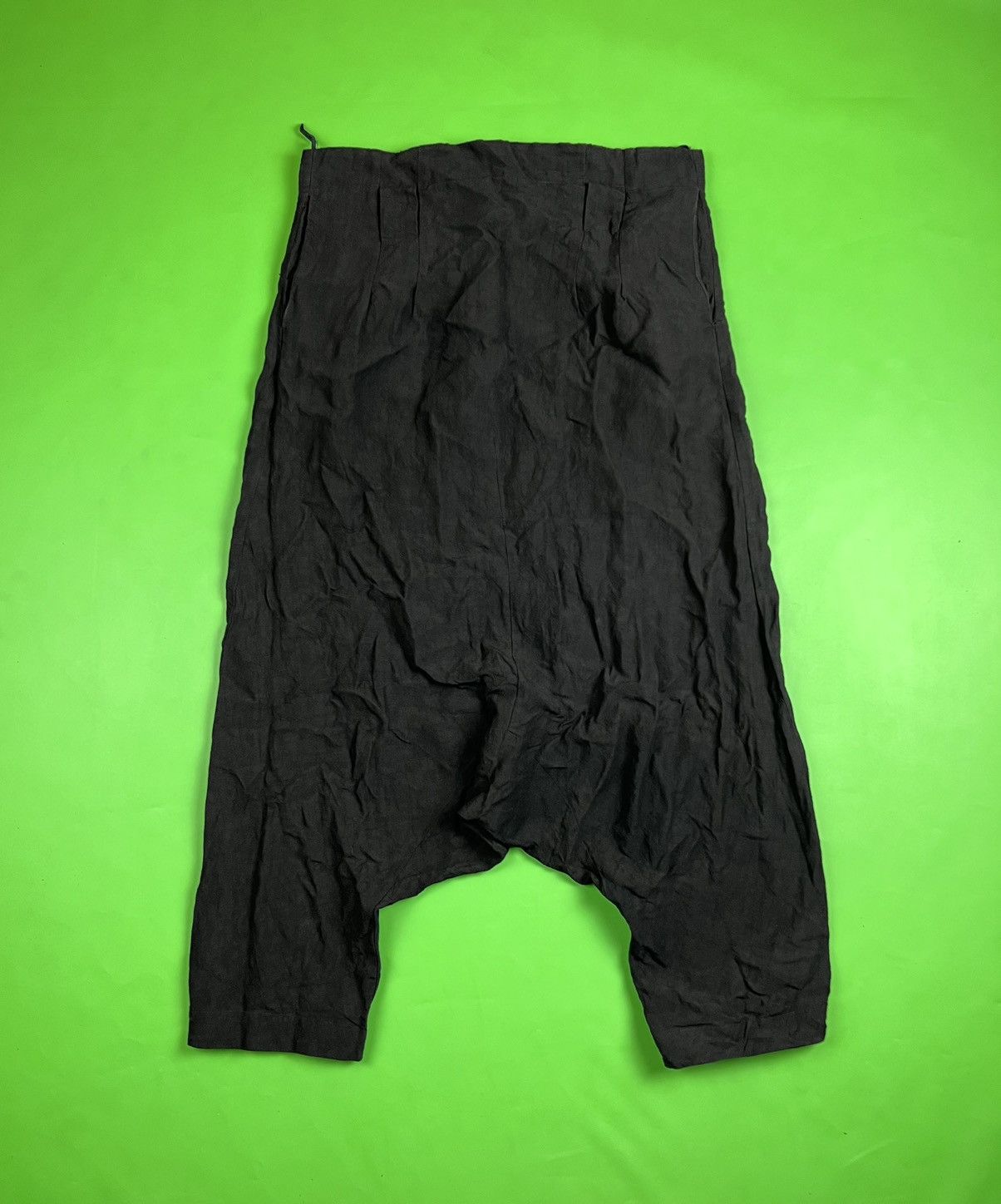 image of Masnada 100% Linen Drop Crotch Avantgarde Pants in Black, Men's (Size 32)