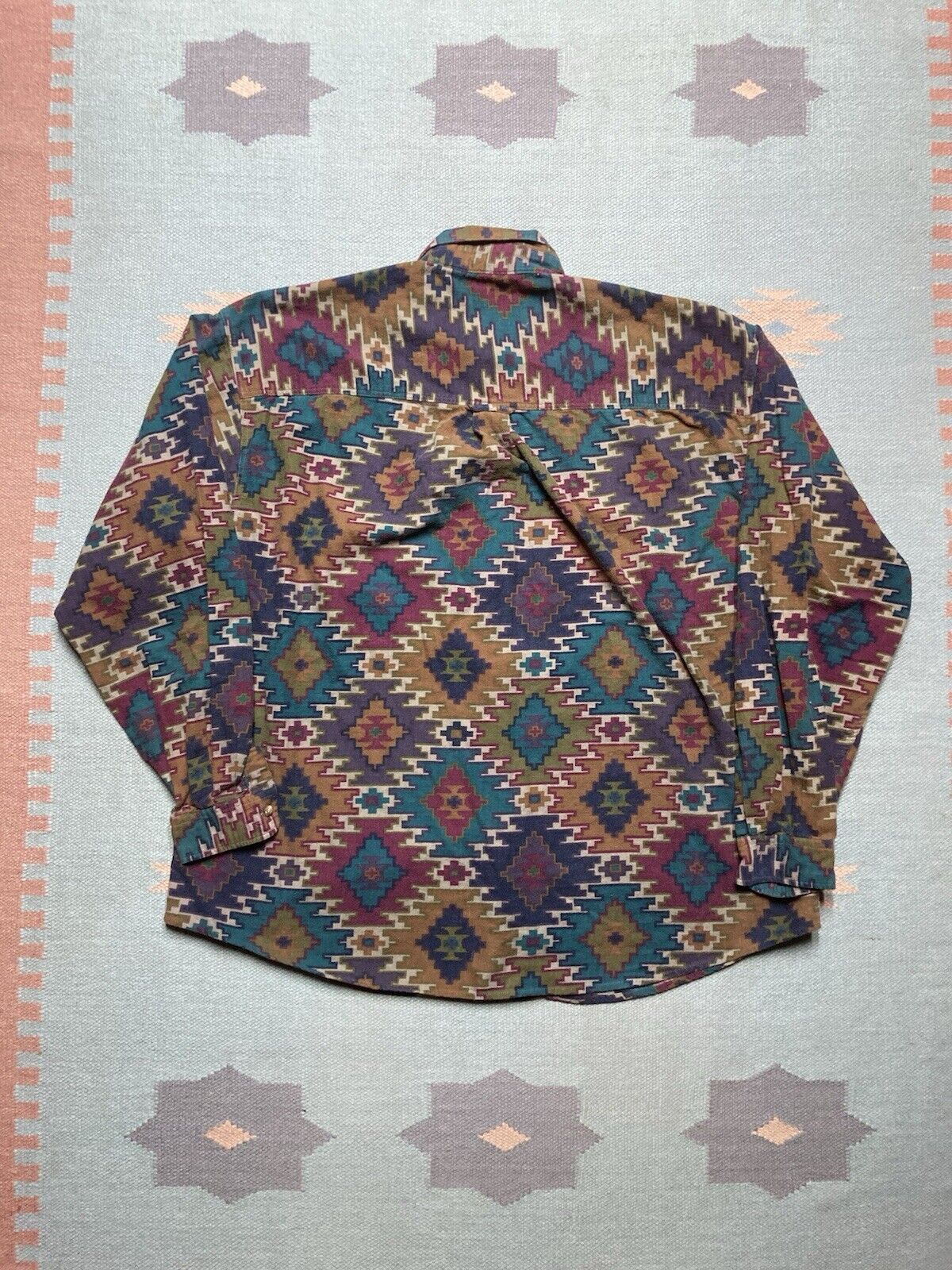 Structure × Vintage VTG 90s flannel shirt brushed cotton aztec all over print XL Size US XL / EU 56 / 4 - 5 Thumbnail
