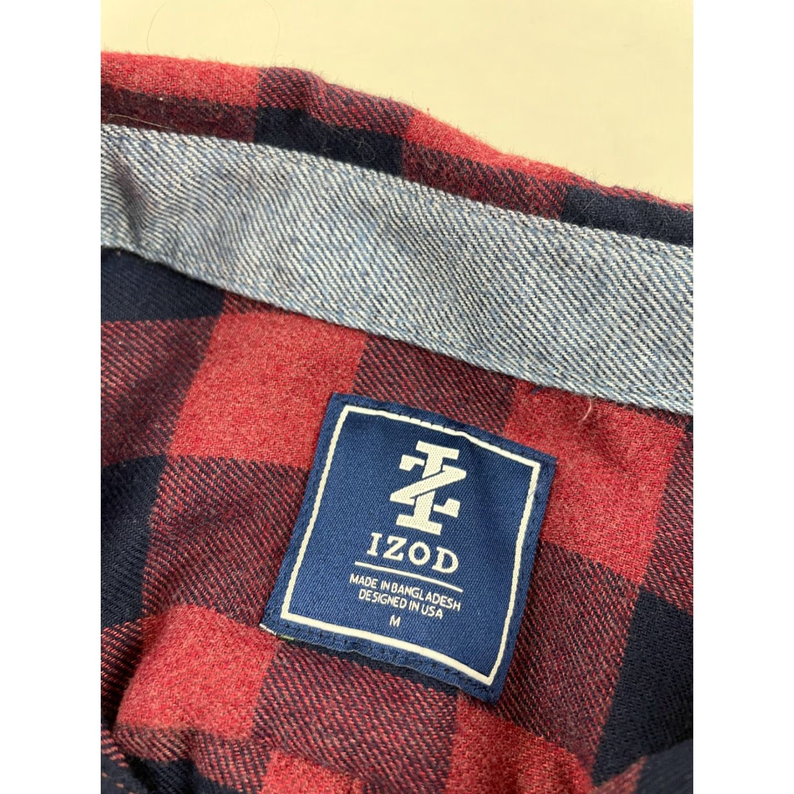 Izod IZOD Shirt Mens Size Medium Maroon Navy Blue Buffalo Plaid Button Up Flannel Size US M / EU 48-50 / 2 - 6 Thumbnail