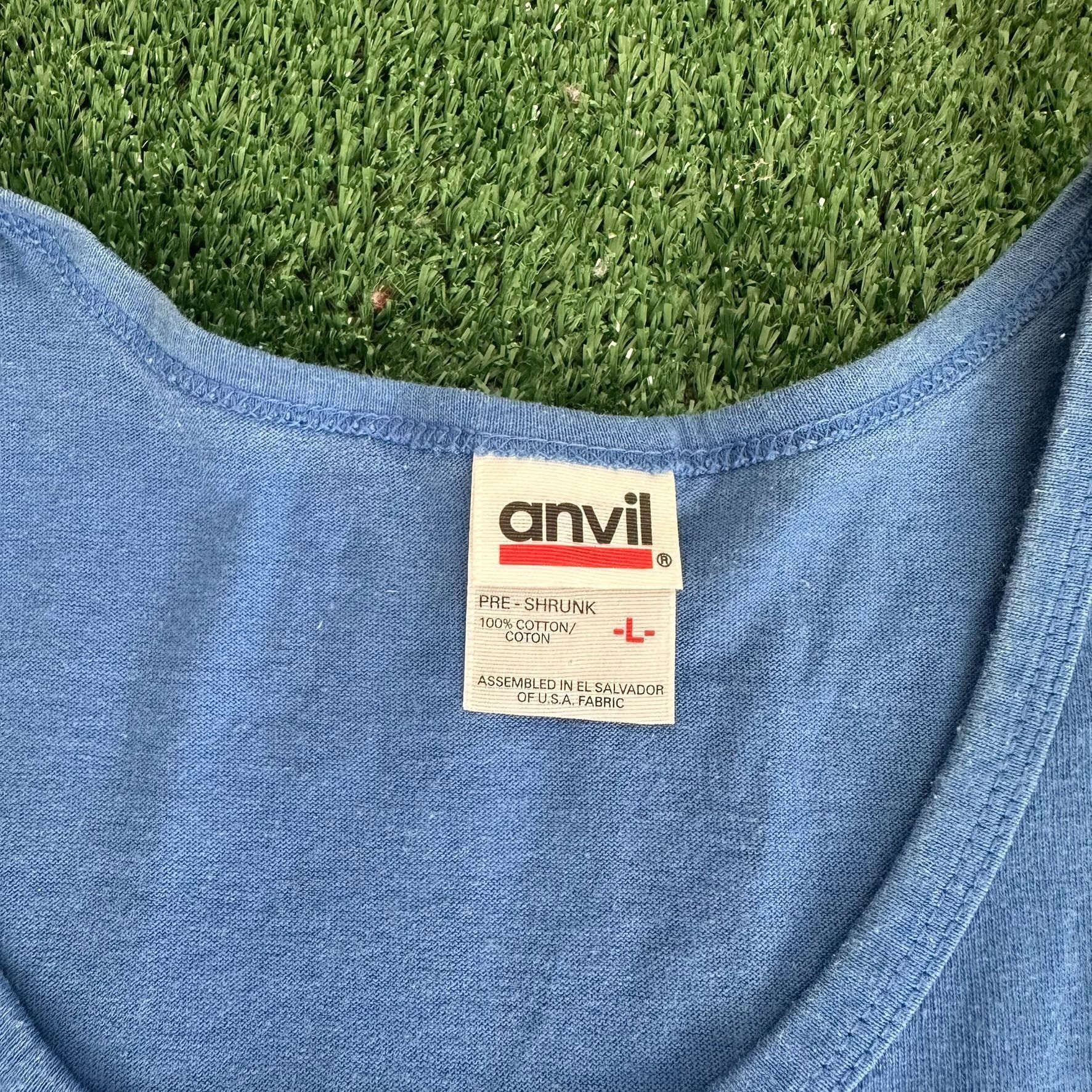 Anvil Vintage 90s Mackinac Island Tank Top Blue Single Stitch Tee Size US L / EU 52-54 / 3 - 3 Thumbnail