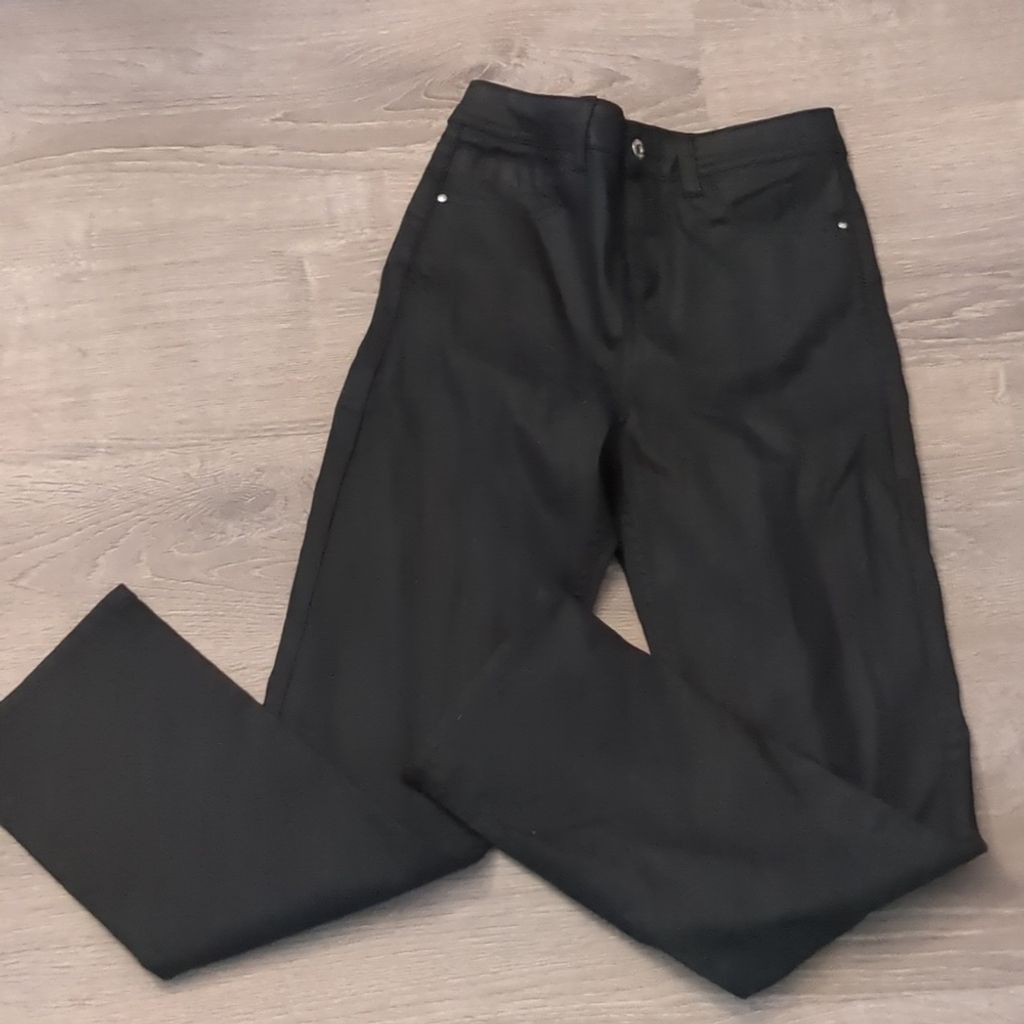 Zara Zara high rise coated black jeans size 4 Size 27" / US 4 / IT 40 - 1 Thumbnail