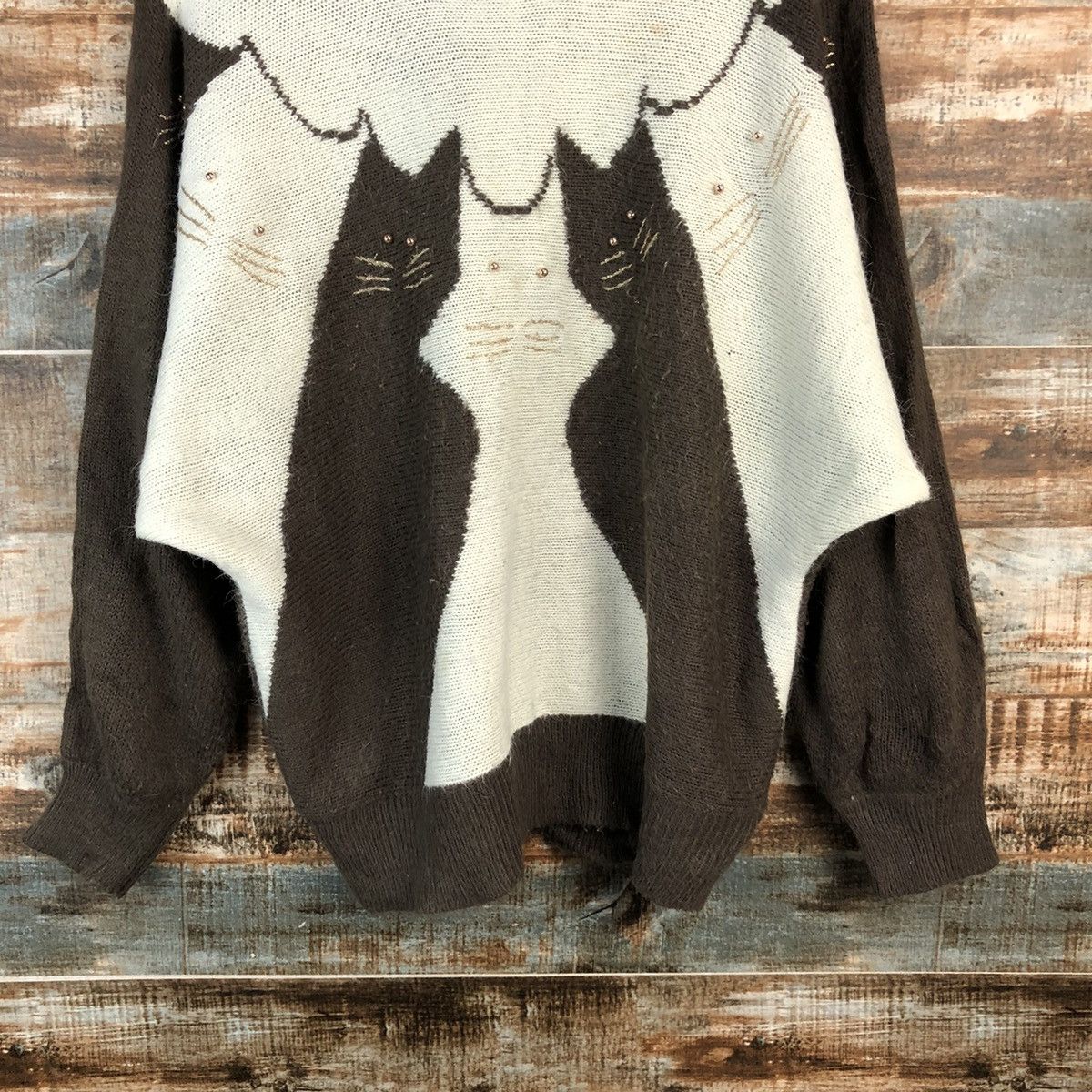 Vintage DL Honors cat vintage japan Brown Knitwear #C562 Size L / US 10 / IT 46 - 3 Thumbnail