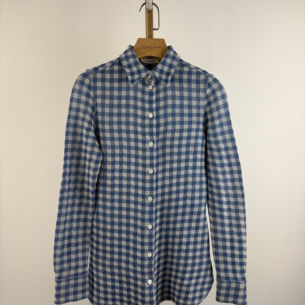 Celine Celine Gingham Silk Button Up Shirt Size 34 Size XS / US 0-2 / IT 36-38 - 1 Thumbnail