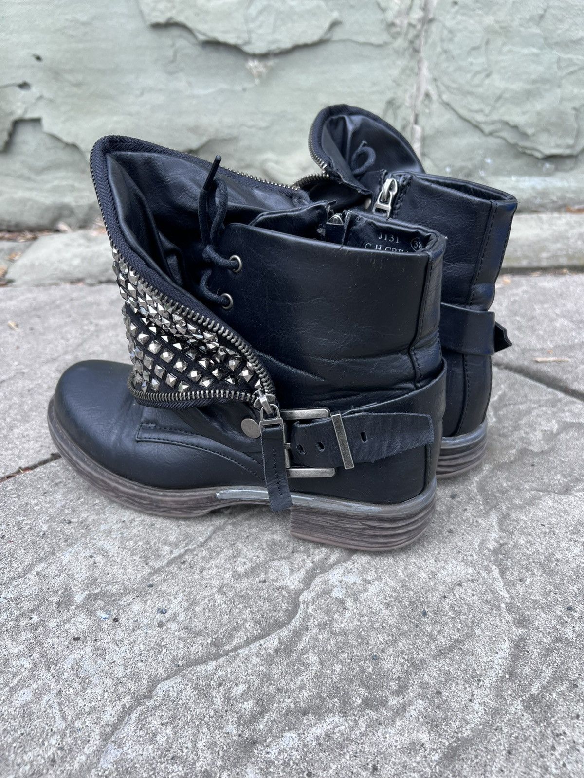 Japanese Brand Studded Hidden Pocket Zip Avant Garde A.S.98 Style Boots Size US 9 / IT 39 - 6 Thumbnail