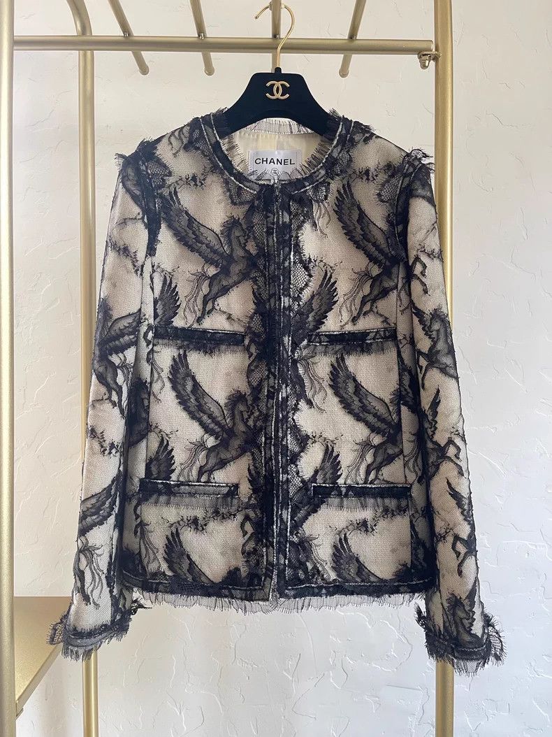 Chanel Chanel 20k black lace Fedasu jacket Size XXS / US 00 / IT 34 - 1 Thumbnail