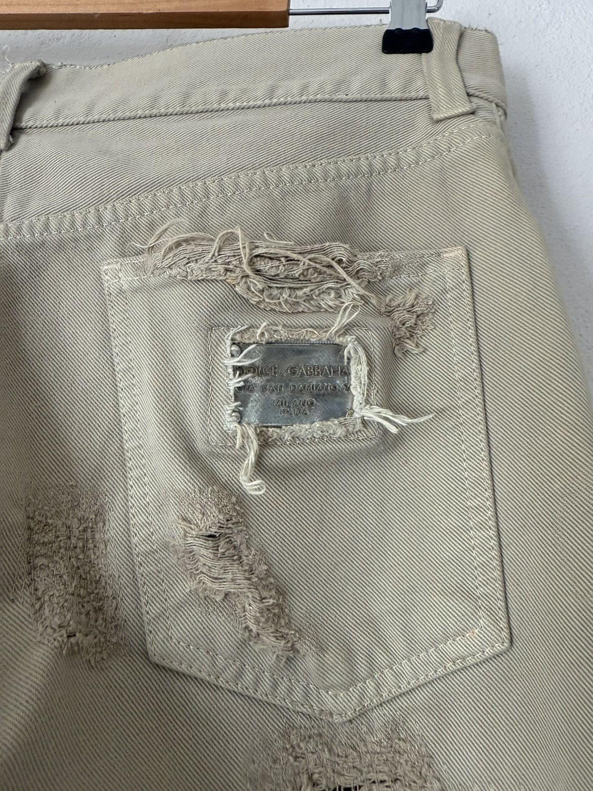 Dolce & Gabbana Destroyed Beige Denim with Frayed Hem Size US 32 / EU 48 - 14 Thumbnail