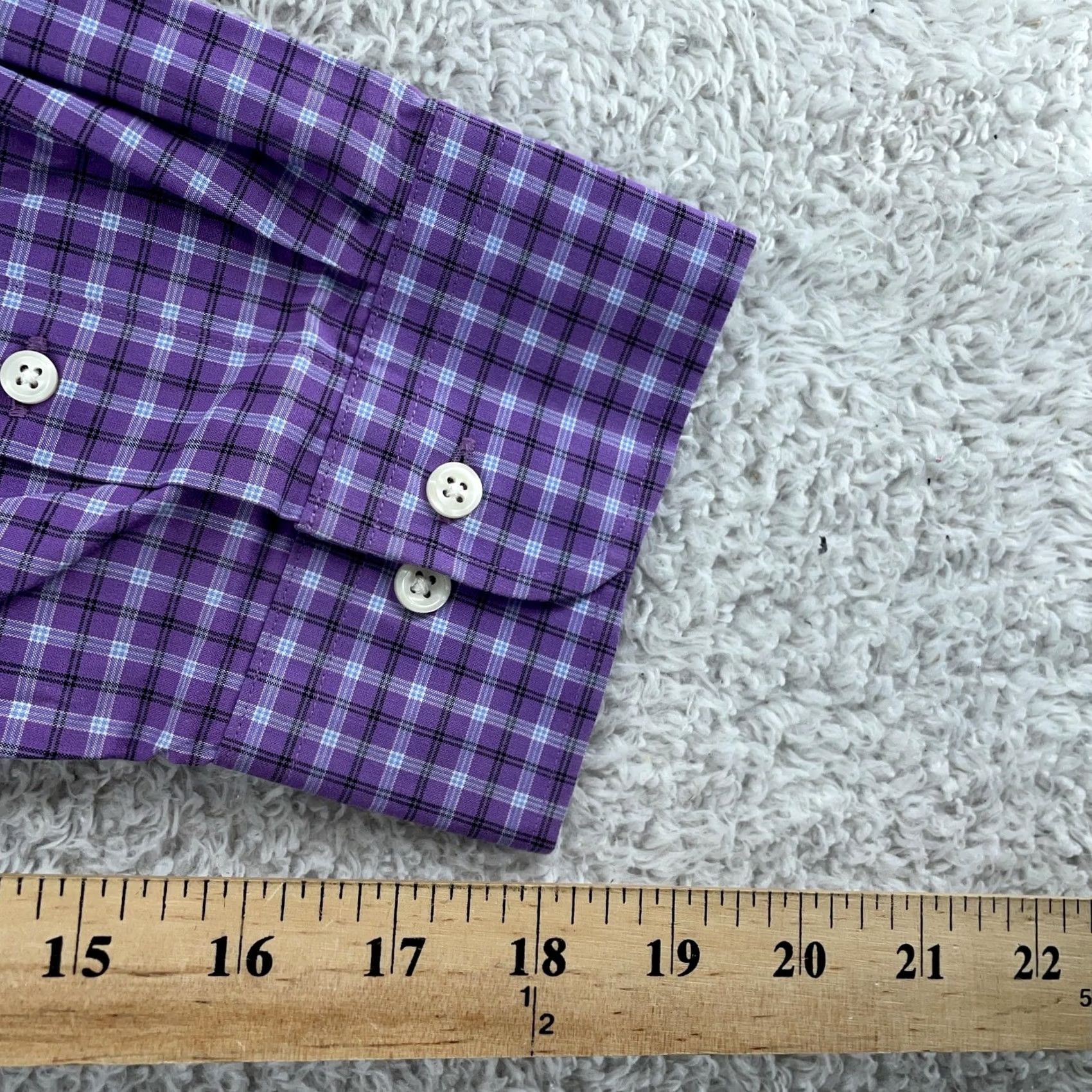Ralph Lauren Lauren Ralph Lauren Shirt Mens 18 34/35 Purple Plaid Long Sleeve Non Iron Dress Shirt Size 48R - 7 Thumbnail