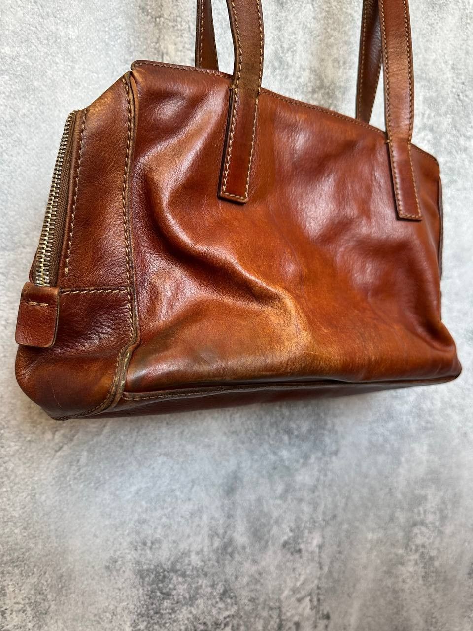 Genuine Leather The Bridge Vintage Cognac Leather Shoulder Bag – Italian Size ONE SIZE - 6 Thumbnail