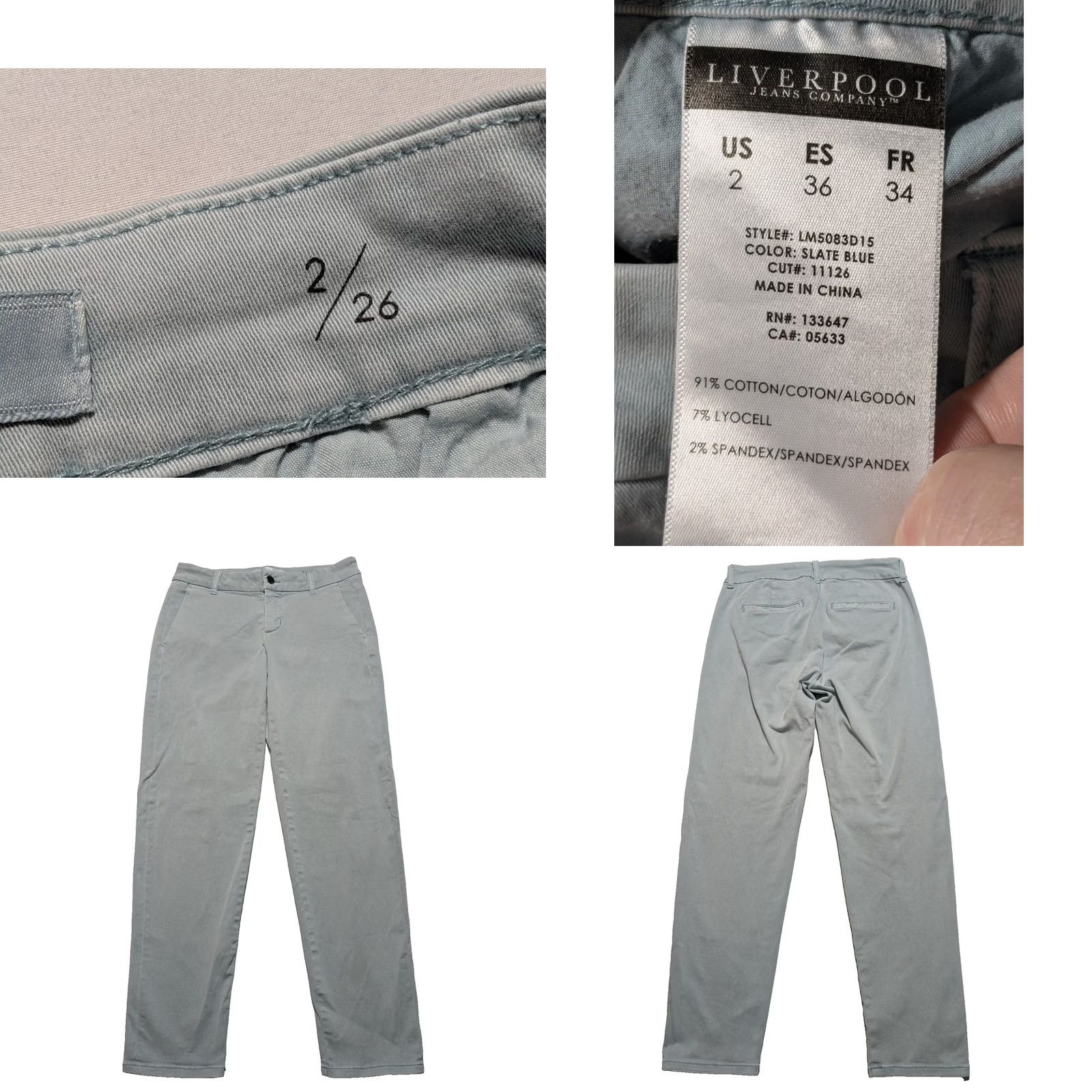 Vintage LIVERPOOL THE CASUAL TROUSER Jeans Women Size 2/26 Slate Blue Lyocell Blend Chelsea Ankle Jeans Size 26" / US 2 / IT 38 - 9 Thumbnail
