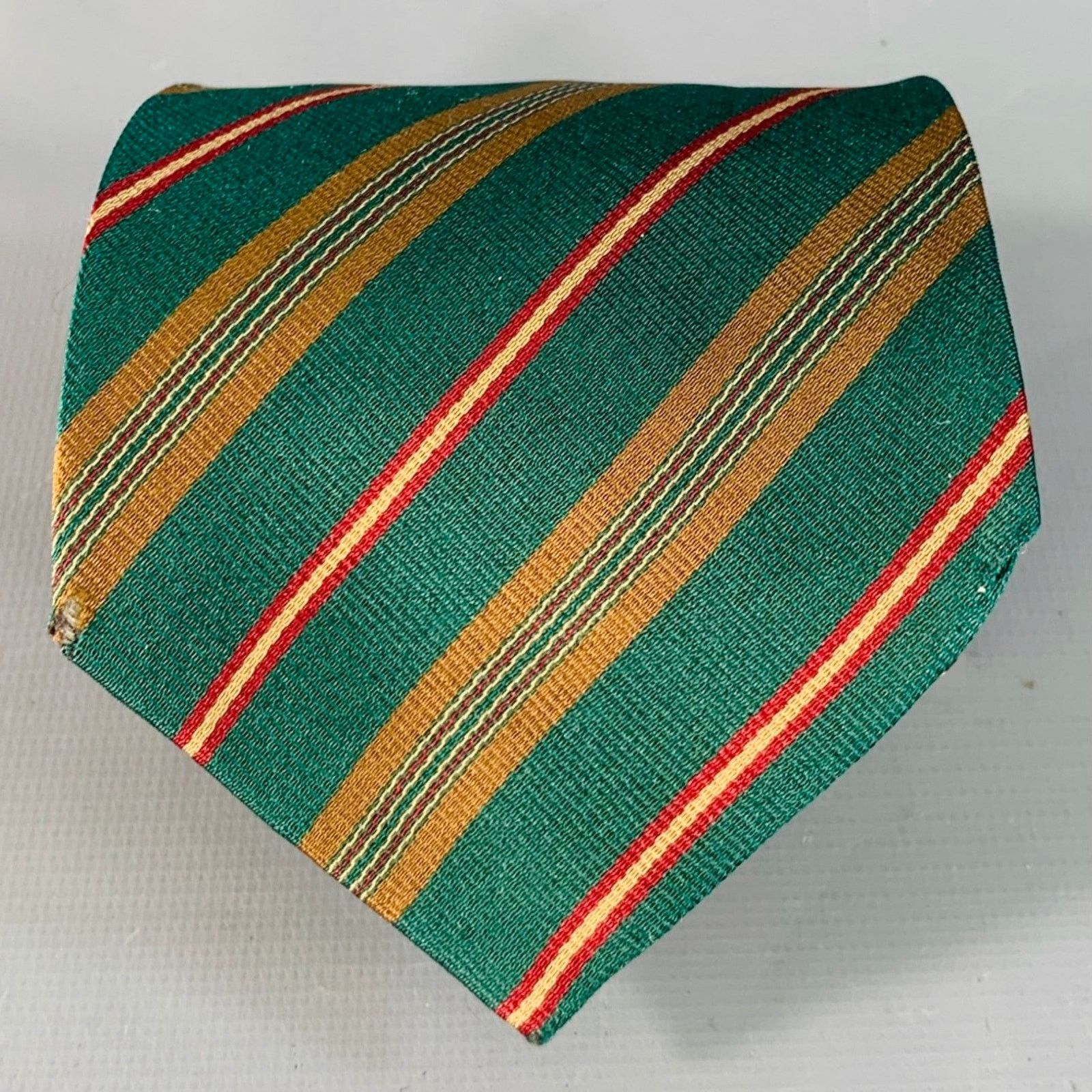 Fendi FENDI Green Beige Diagonal Stripe Silk Tie Size ONE SIZE - 1 Thumbnail