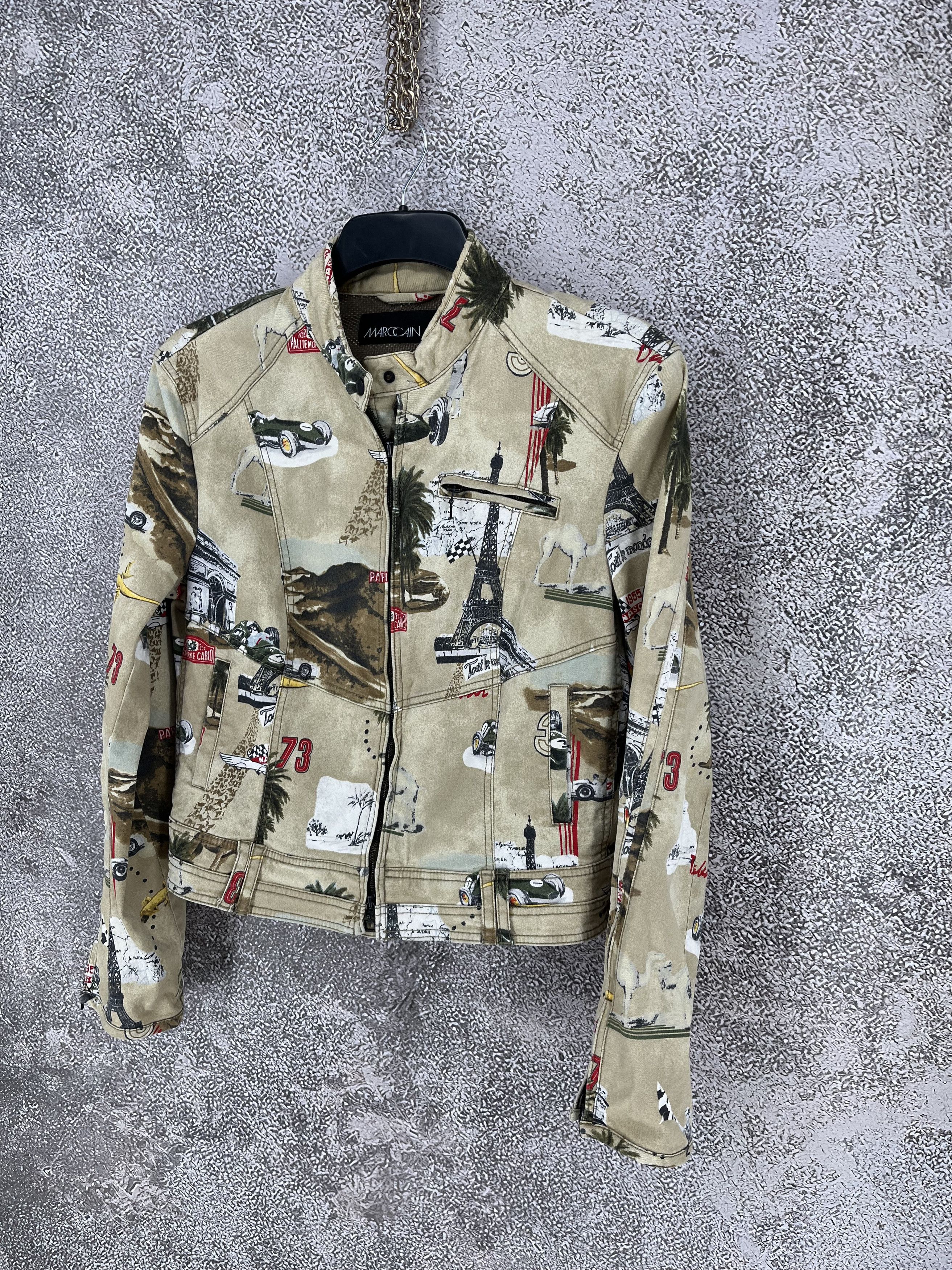 Other MARC CAIN Biker Moto Jacket Racing Print Stretch Cotton Size M / US 6-8 / IT 42-44 - 3 Thumbnail