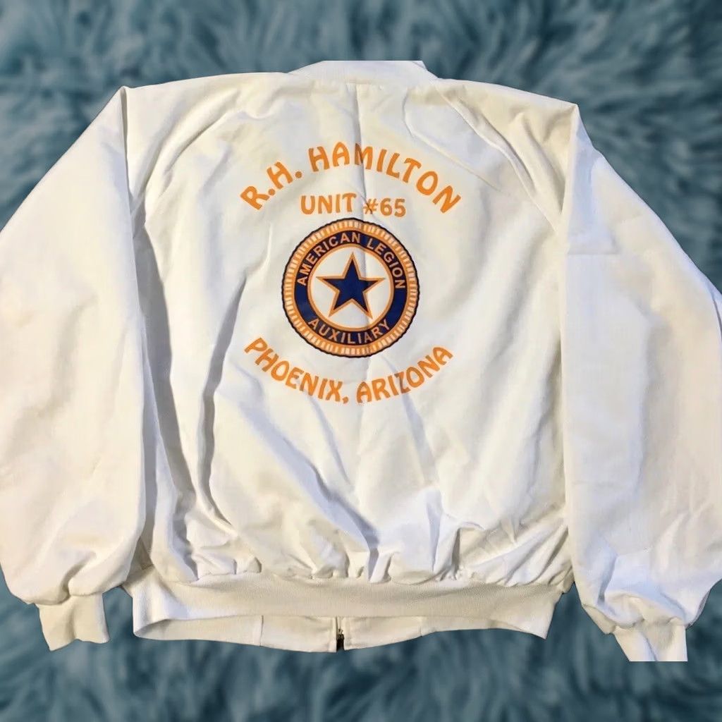 Vintage VINTAGE American Legion Auxiliary Boxy Jacket 2XL White Nylon Bomber 90s Army Grunge College USMC Usmc Military Hip Hop Punk Retro Fans Mens Size US XXL / EU 58 / 5 - 1 Thumbnail