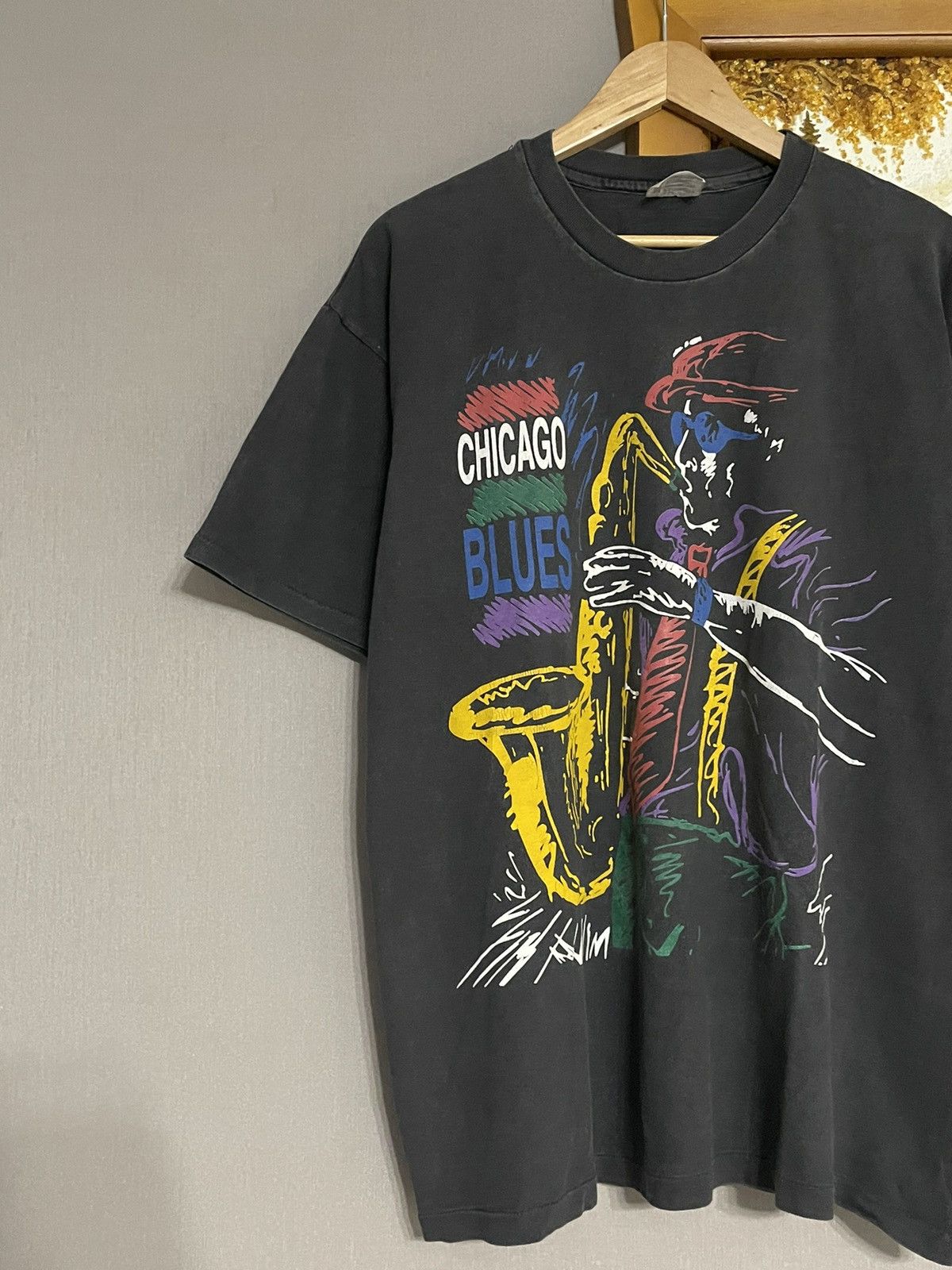 Band Tees Vintage 90s Faded Chicago Blues Stussy Style T-shirt Size US XL / EU 56 / 4 - 3 Thumbnail