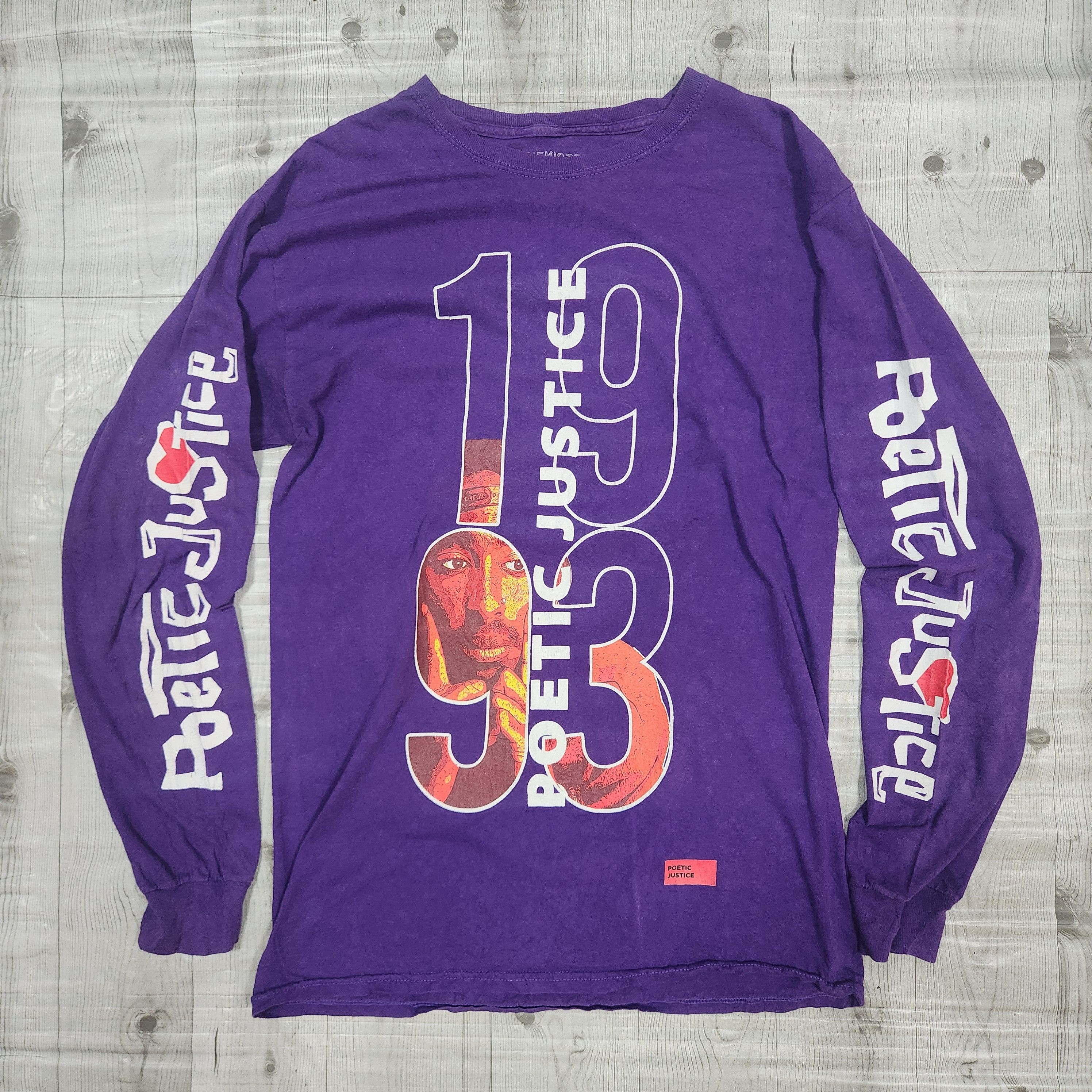Rap Tees Tupac Shakur Poetic Justice 1993 Purple Long Sleeves Size US M / EU 48-50 / 2 - 1 Thumbnail