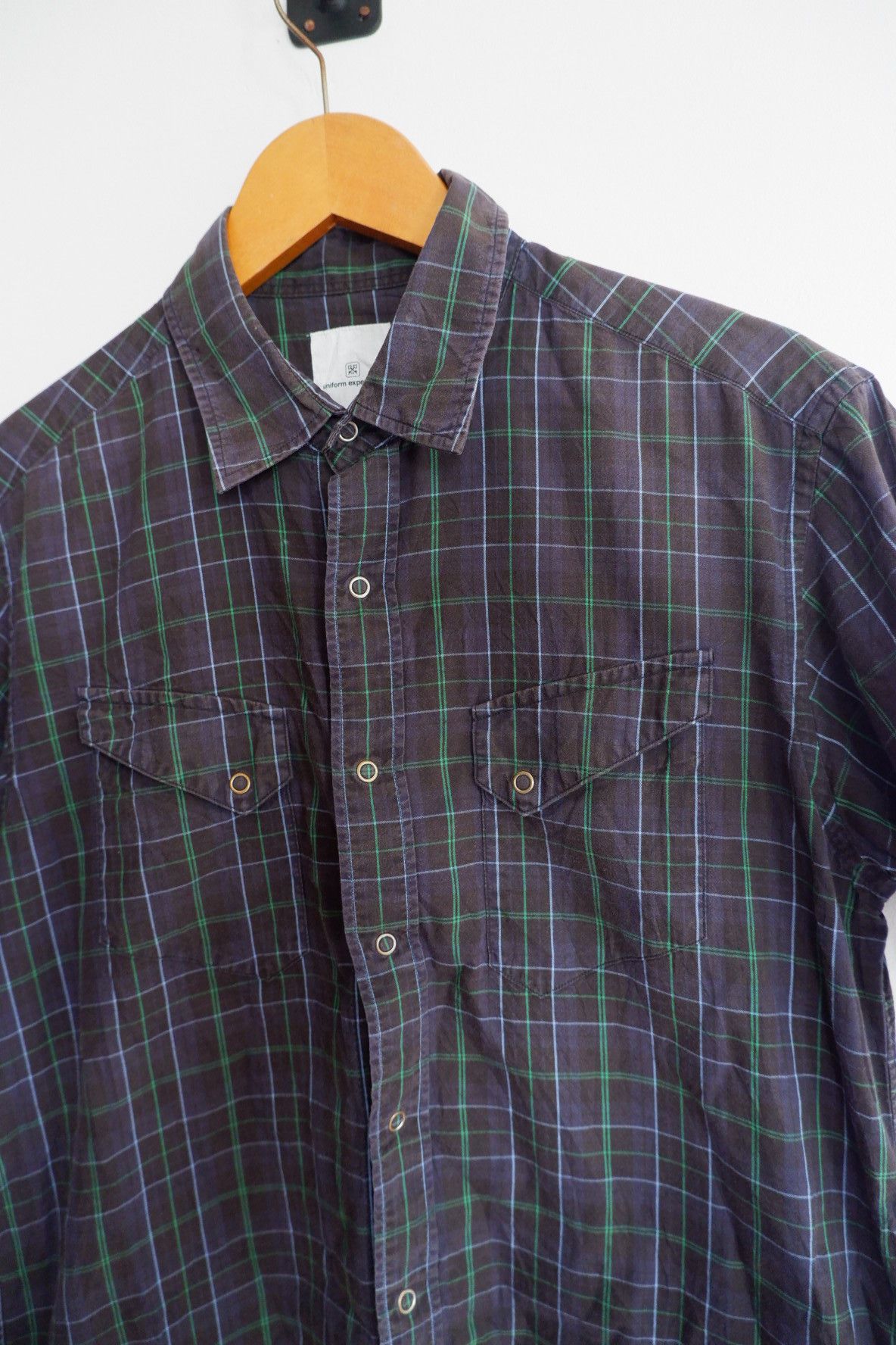 Sophnet. × uniform experiment Vintage Uniform Experiment Plaid Snap Button Shirts Size US L / EU 52-54 / 3 - 3 Thumbnail