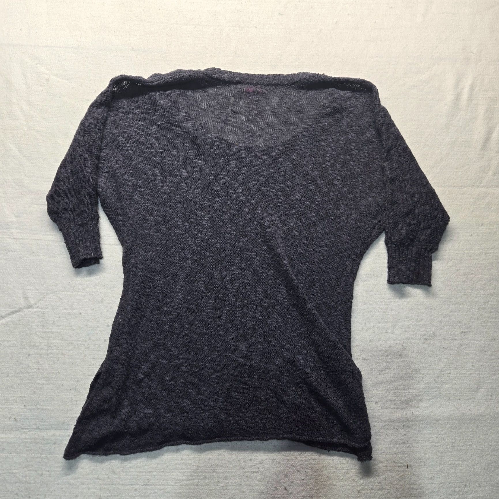 Vintage Fresh Produce Solid Gray Top Lightweight Sweater Women XS Gray Pullover Sweater Cotton Blend Lightweight 90s? Size XS / US 0-2 / IT 36-38 - 6 Thumbnail