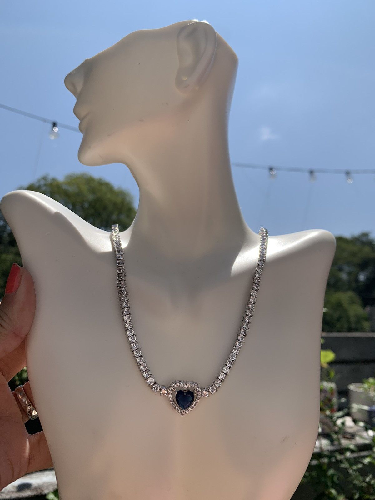 Designer Stella Rose FINE SILVER PLATED diamond paved Tennis necklace Size ONE SIZE - 5 Thumbnail