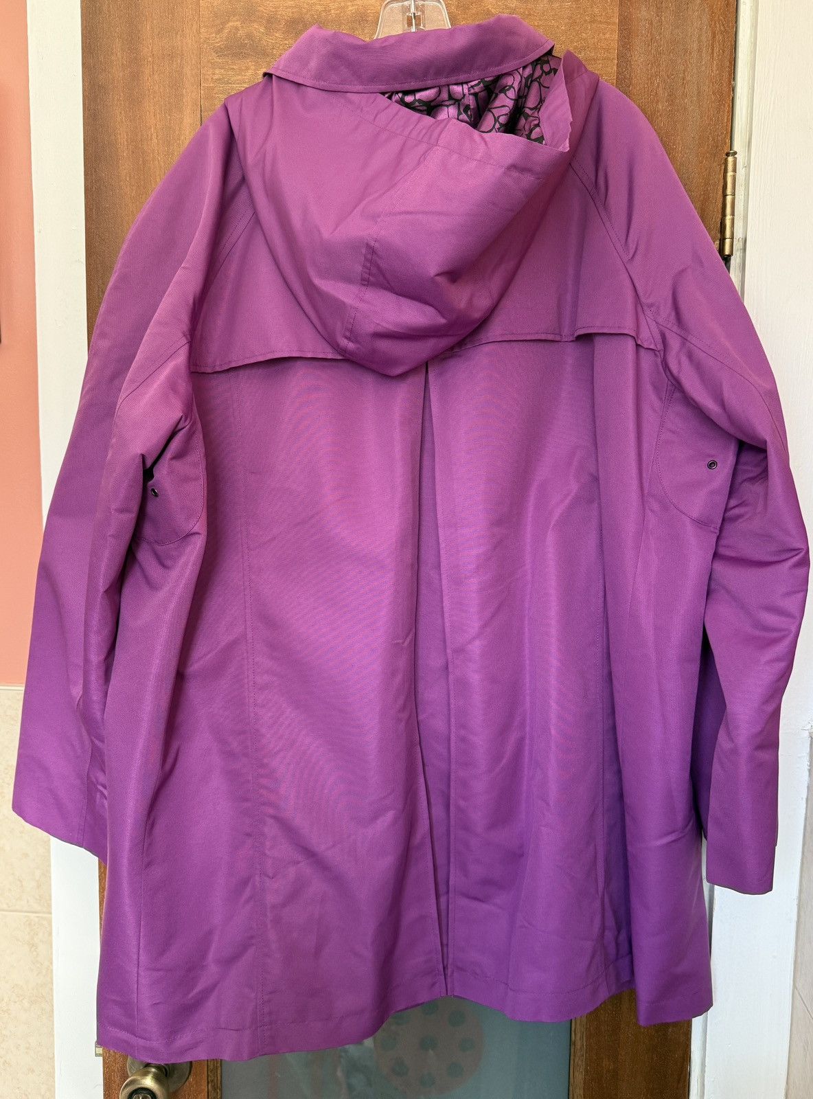 Other Dennis Basso Women Plus Size Purple Short Hooded Trench Coat Size 3XL / US 20-22 - 8 Thumbnail