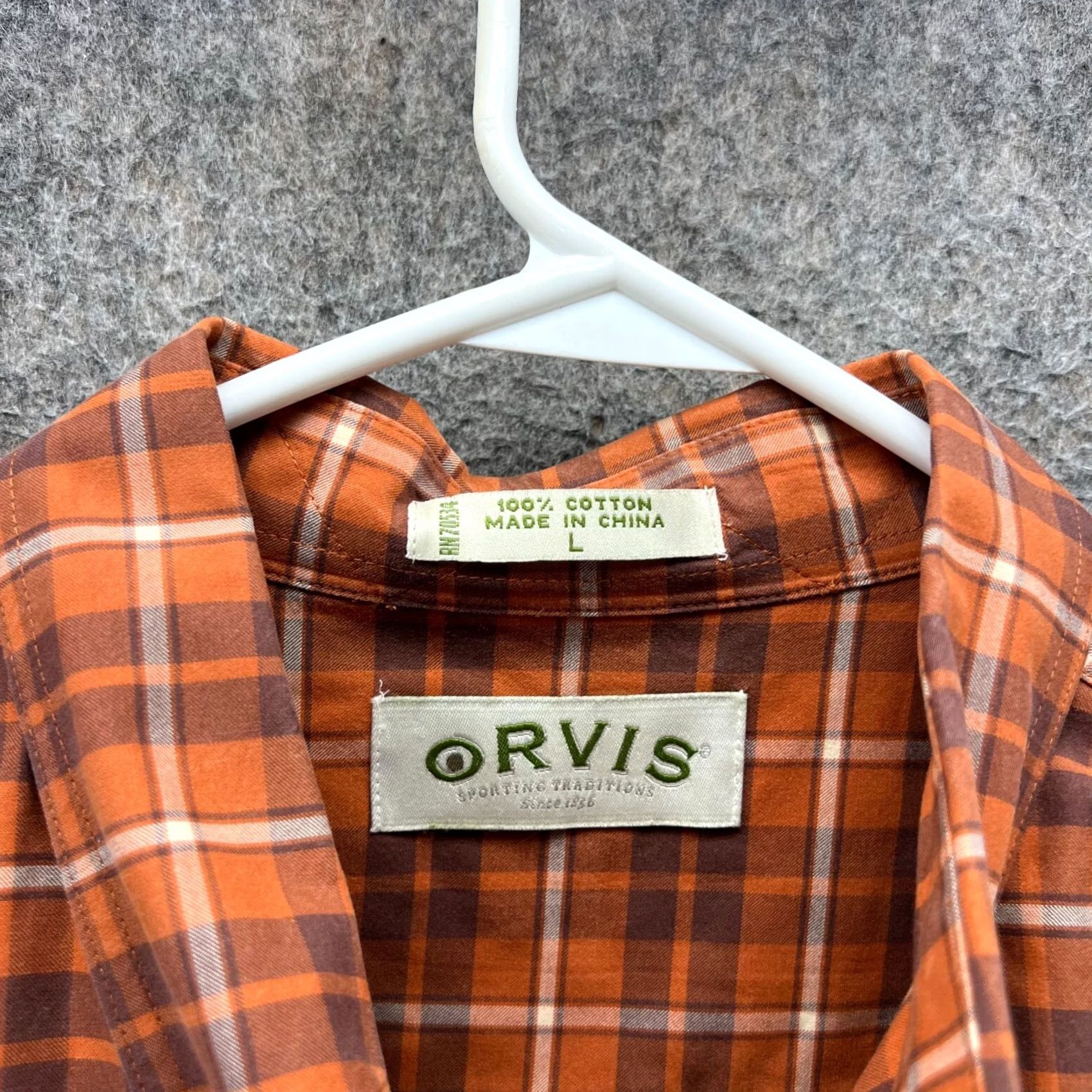 Orvis VINTAGE Orvis Shirt Mens L Orange Button Down Preppy Cotton Tattersall Plaid Flannel Size US L / EU 52-54 / 3 - 6 Thumbnail