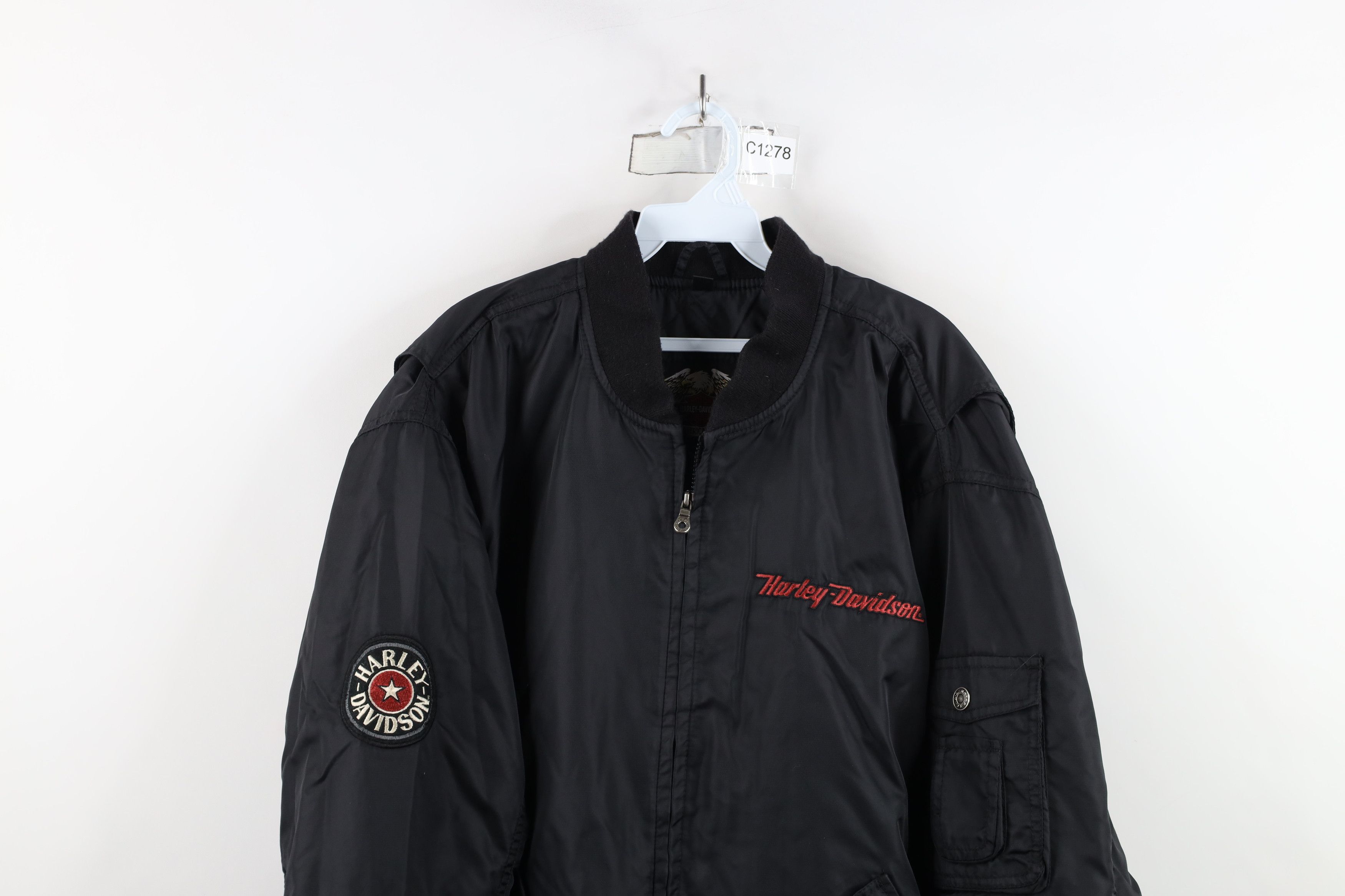 Harley Davidson × Vintage Vintage 90s Harley Davidson Spell Motorcycle Bomber Jacket Size US XL / EU 56 / 4 - 2 Thumbnail