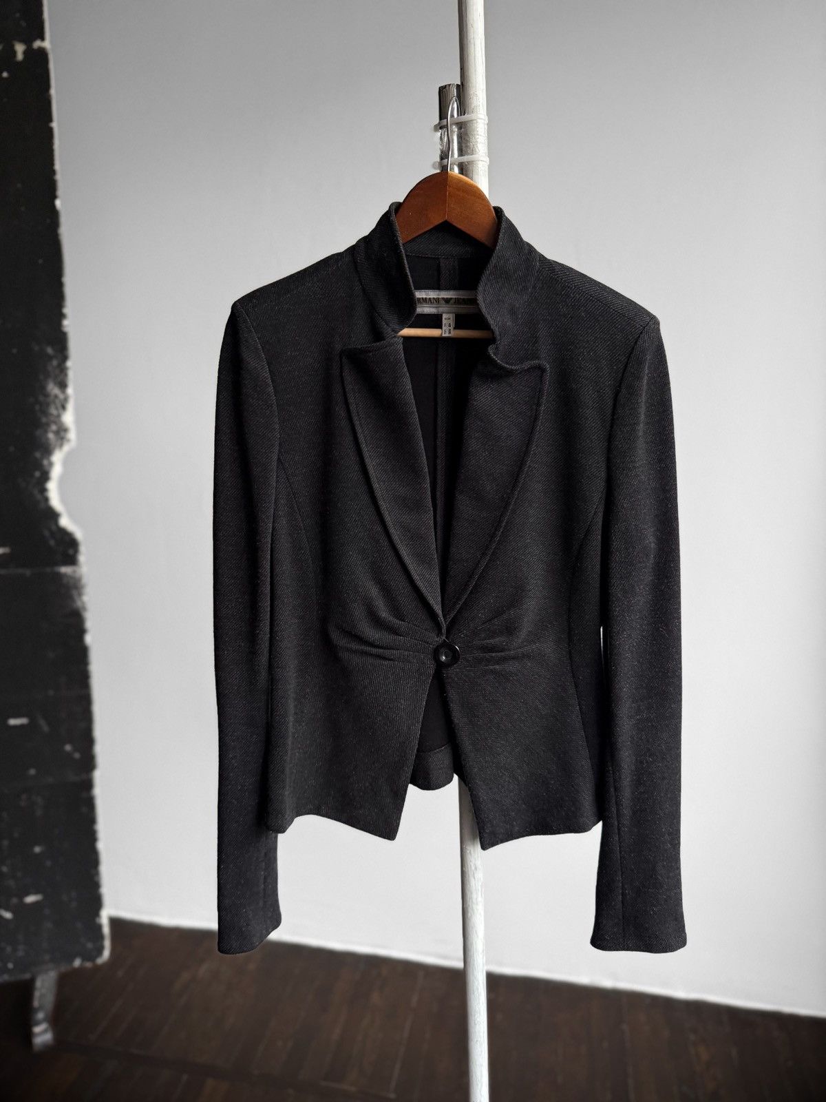 Armani Armani Womens Knit Stand Collar Single Button Blazer Jacket Size L / US 10 / IT 46 - 1 Thumbnail