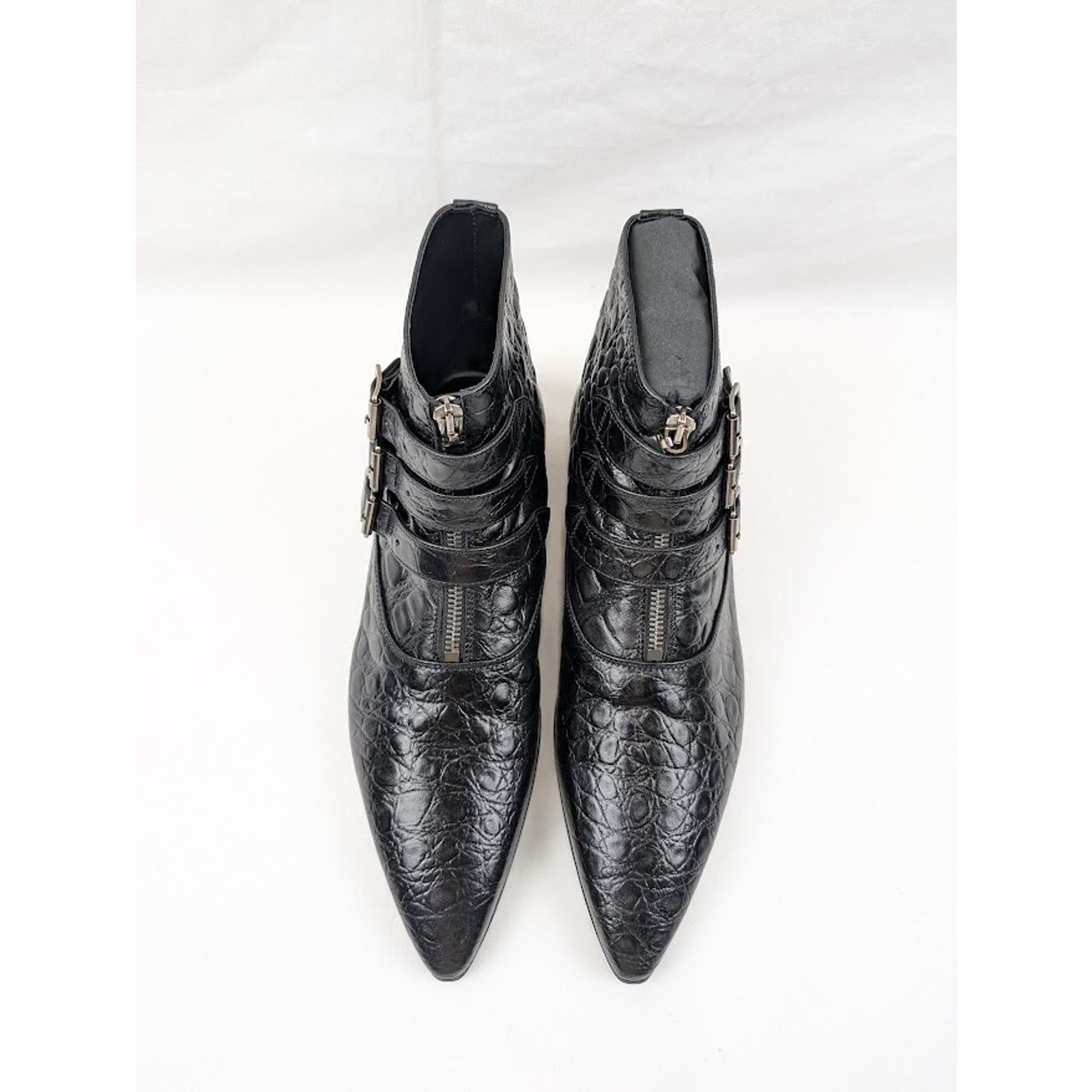 Saint Laurent Paris o1rshd1 Goth 15 Zip Buckle Boots Fake Cocco Yankee in Nero Size US 8.5 / EU 41-42 - 16 Thumbnail