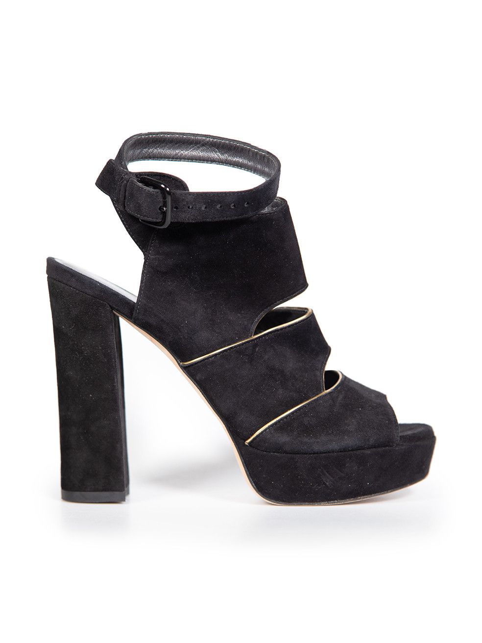 Stuart Weitzman Black Suede Strap Heels Size US 7.5 / IT 37.5 - 1 Thumbnail