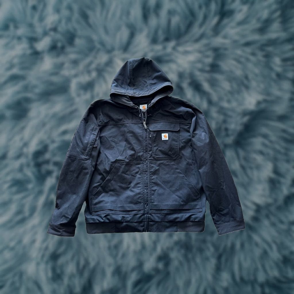 Carhartt Carhartt Jacket Mens XL Black Full Swing Duck Canvas Workwear Hooded Bomber Jacket Size US XL / EU 56 / 4 - 1 Thumbnail