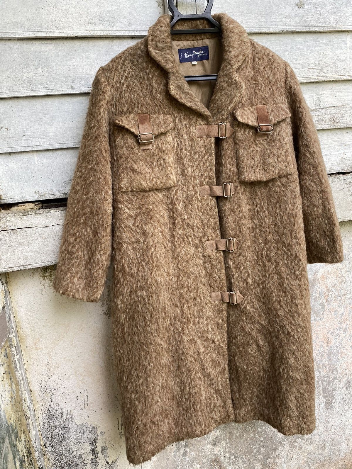 Thierry Mugler × Vintage Archival 80s Thierry Mugler Fur Mohair Leather Strap Coat Size US M / EU 48-50 / 2 - 3 Thumbnail