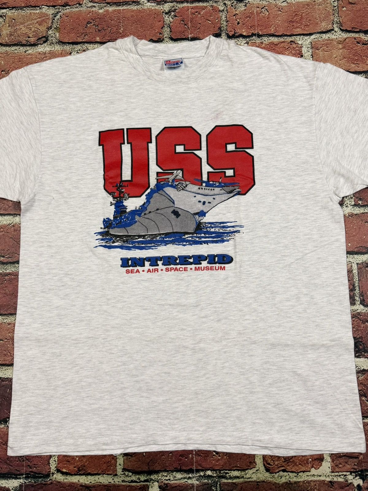 Hanes Vintage 90s USS Intrepid Sea Air Space Museum Tee US Navy Size US XL / EU 56 / 4 - 2 Thumbnail
