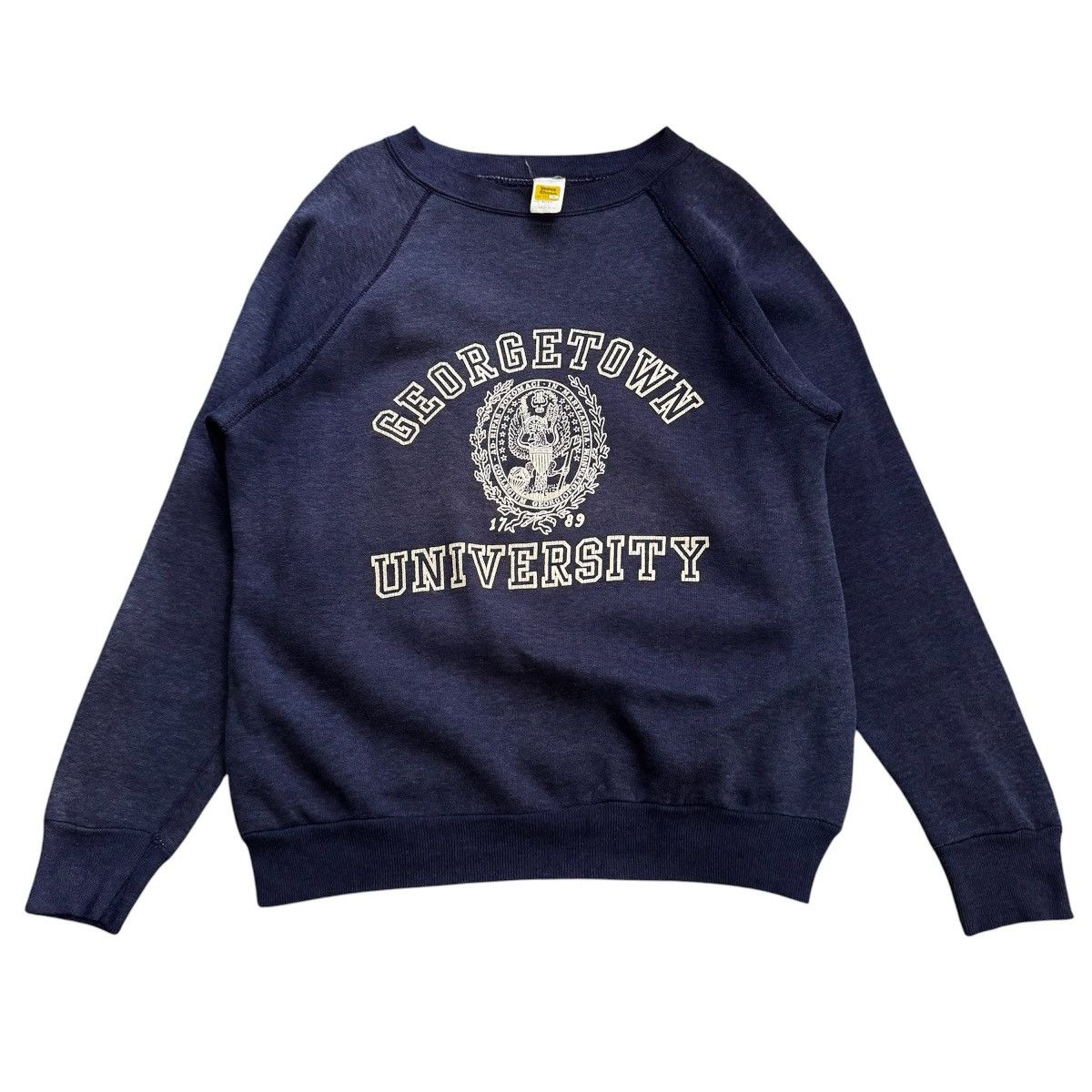 Vintage Vintage 80s Georgetown University Sweatshirt Navy VelvaSheen Size US M / EU 48-50 / 2 - 1 Thumbnail