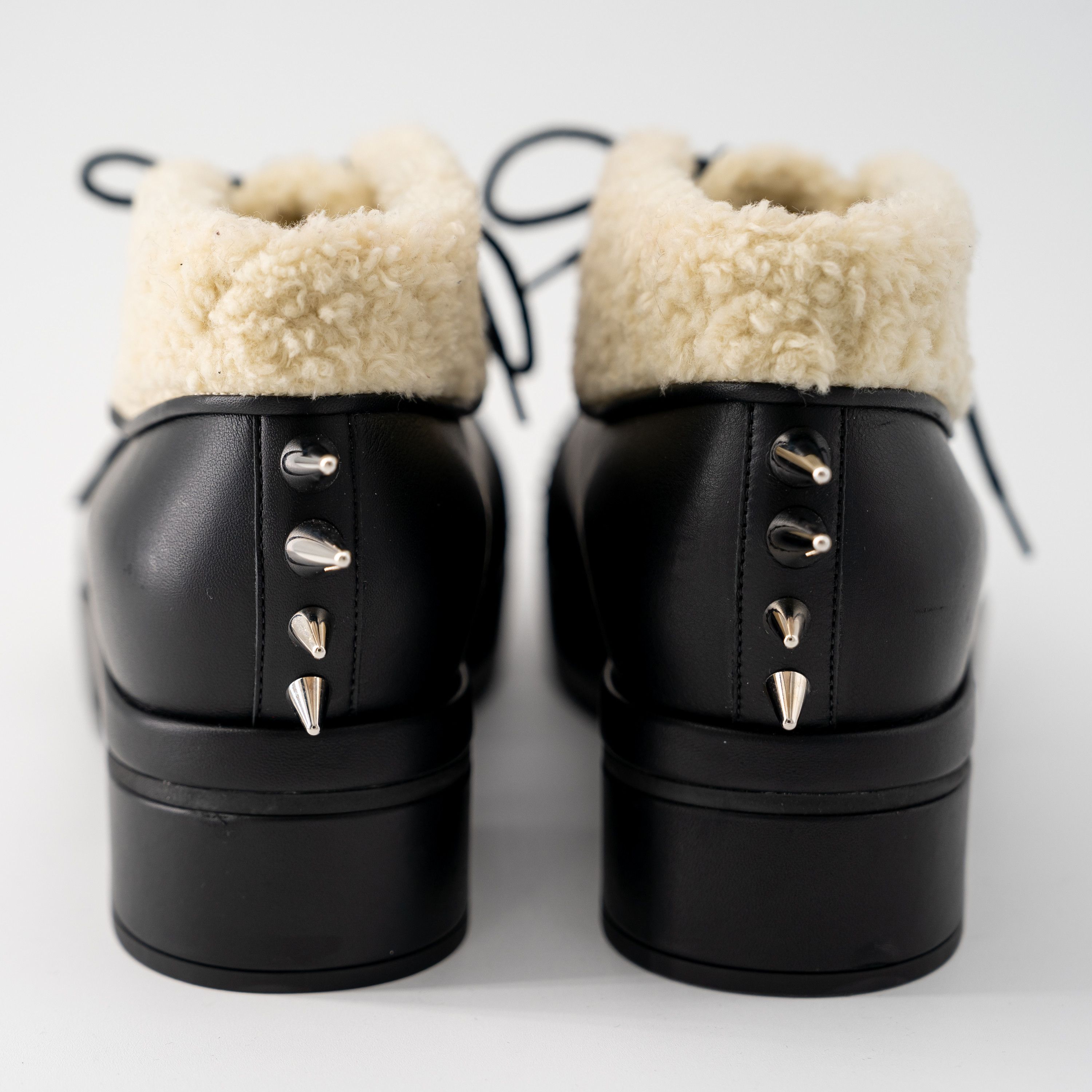Gucci 37.5G Gucci Studded Boots Black Leather Fur Shearling Spike Size US 7.5 / IT 37.5 - 4 Thumbnail