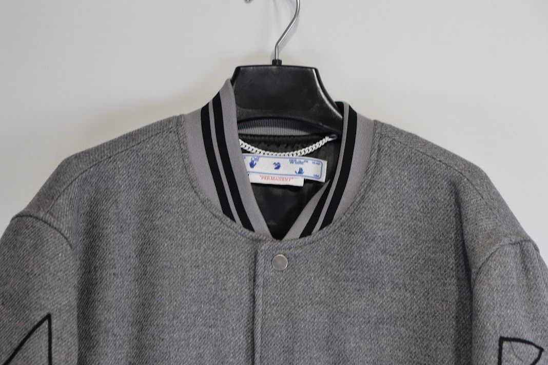Off-White o1rshd1 Charcoal Logo Print Bomber Jacket in Grey Size US S / EU 44-46 / 1 - 2 Thumbnail