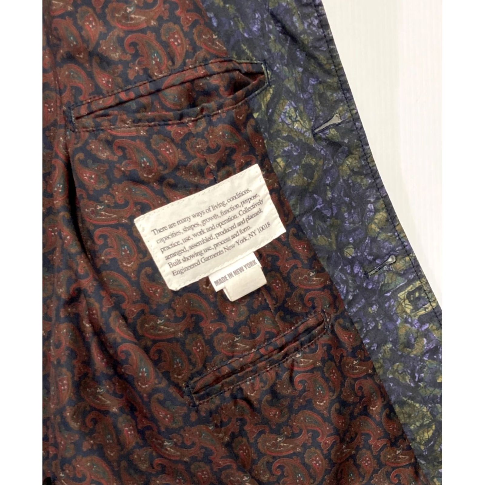 Engineered Garments Engineered Garments Jacket Paisley Inner Tailored Jacket Navy Patterned Cotton S M Mens Tailored Jacket Size US S / EU 44-46 / 1 - 6 Thumbnail