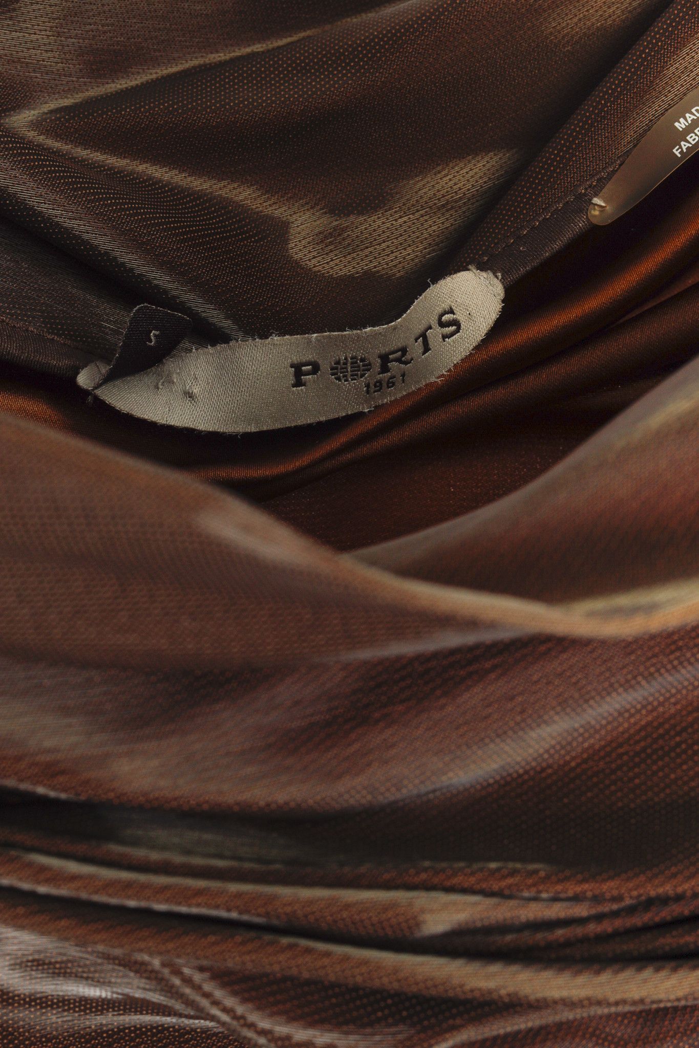 Ports 1961 Ports 1961 Runway Brown Shiny Off-The-Shoulder Mini Dress Size XS / US 0-2 / IT 36-38 - 4 Thumbnail