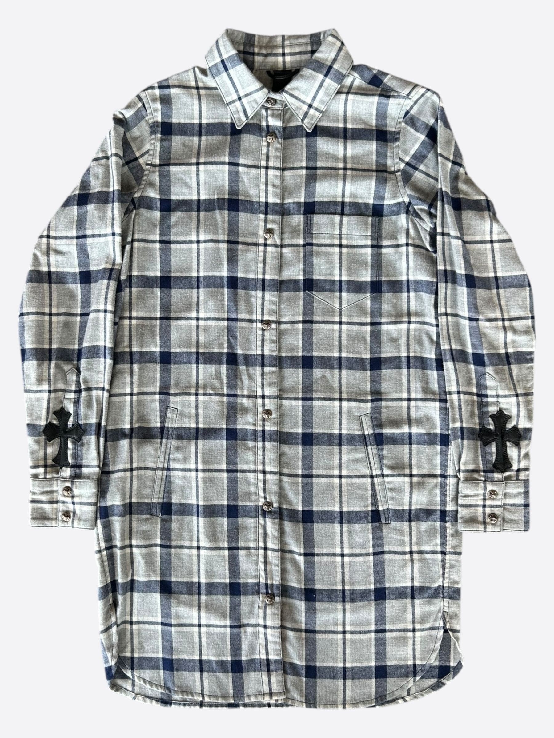 Chrome Hearts Chrome Hearts Grey & Blue Cross Patch Elongated Flannel Size US S / EU 44-46 / 1 - 1 Thumbnail