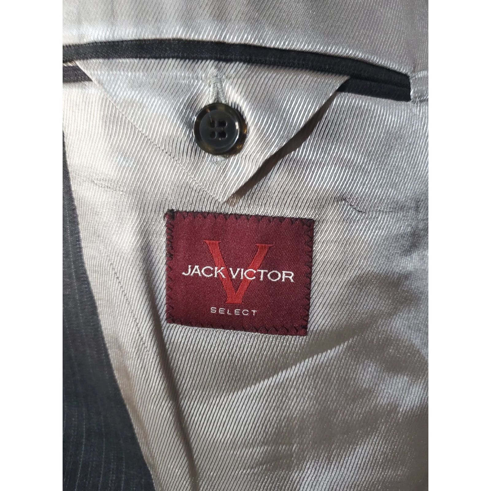 Jack Victor JACK VICTOR SELECT Blue Pin Strip 100% Wool Valentino CT 2-Button Suit Jacket 46 Size 46R - 3 Thumbnail