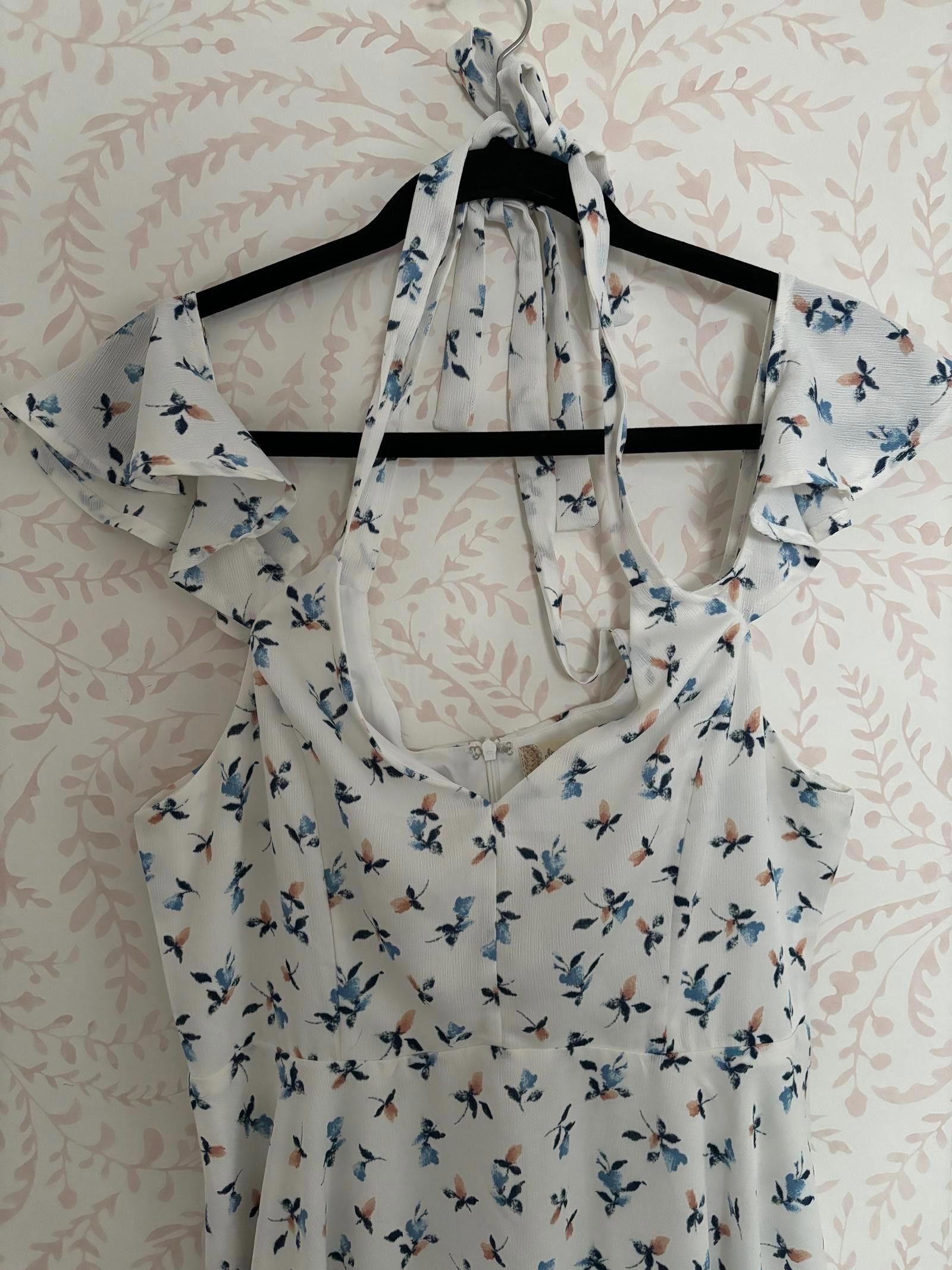 Designer NWOT Altar'd State Lia Floral Halter Dress Ruffed Sleeve LG Size L / US 10 / IT 46 - 2 Thumbnail