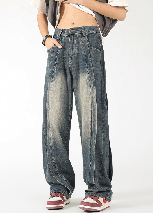 Japanese Brand American washed distressed patchwork scimitar loose jeans Size US 32 / EU 48 - 1 Thumbnail