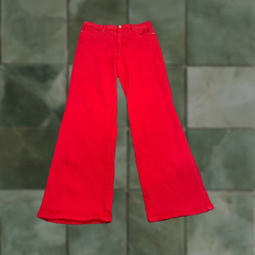 Vintage Judy Blue Garment Dyed Denim Jeans Red 90s Straight Womens Sz 13/31 High Waist 32 in Inseam 31 in Zip Button 5-Pocket Size 24" / US 00 / IT 34 - 1 Thumbnail