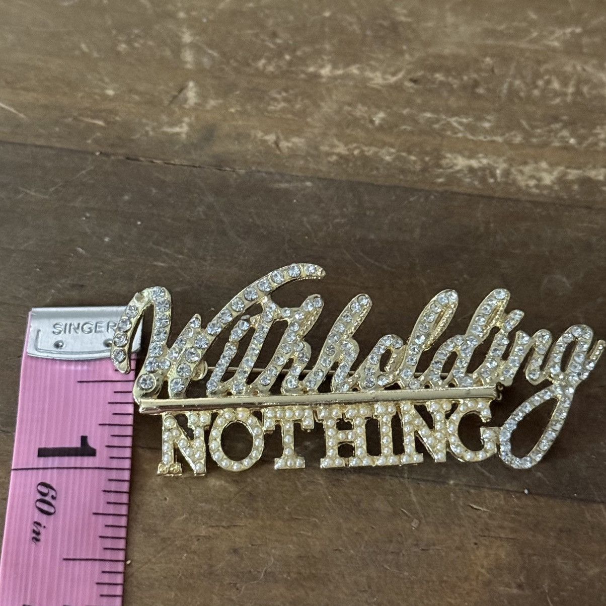 Other Gold tone iced Witholding Nothing pin Size ONE SIZE - 2 Thumbnail