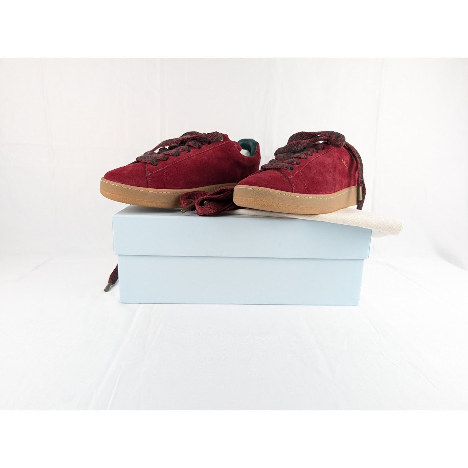 Lanvin o1rshd1 Lite Curb Low-Top Sneakers in Burgundy & Dark Green Size US 9 / EU 42 - 12 Thumbnail