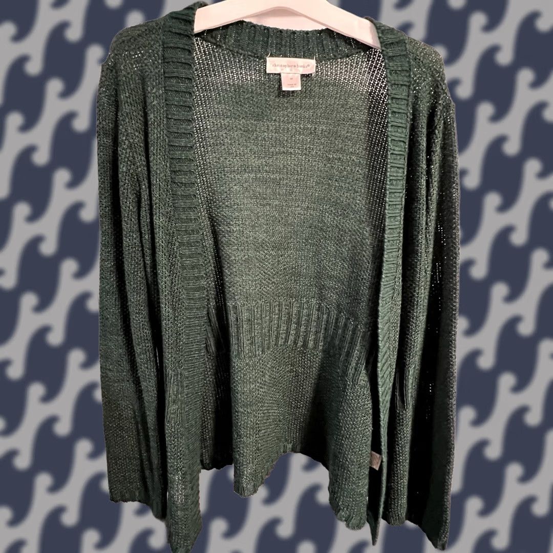 Vintage Christopher & Banks Open Knit Cardigan Women's M Green Sweater Cardigan Knit Open-Knit V-Neck Casual Womens Size M / US 6-8 / IT 42-44 - 1 Thumbnail