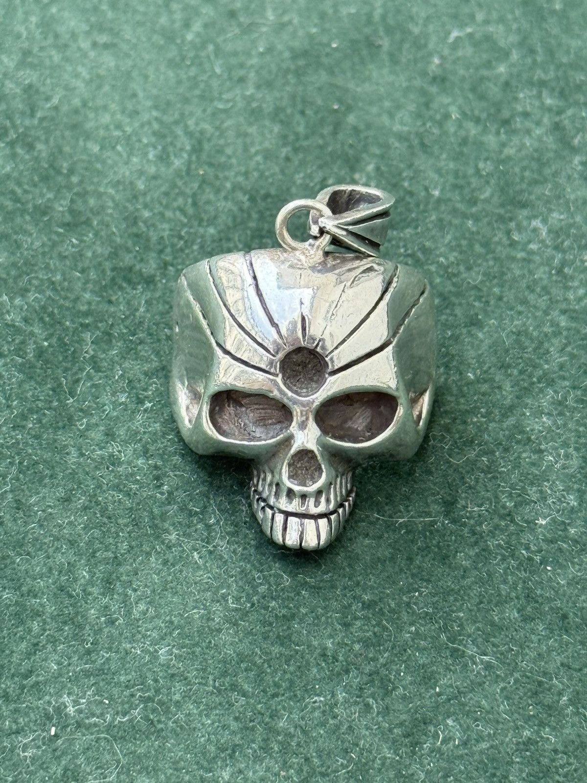 Vintage Vintage Sterling Silver Skull Pendant Biker Gothic Size ONE SIZE - 1 Thumbnail