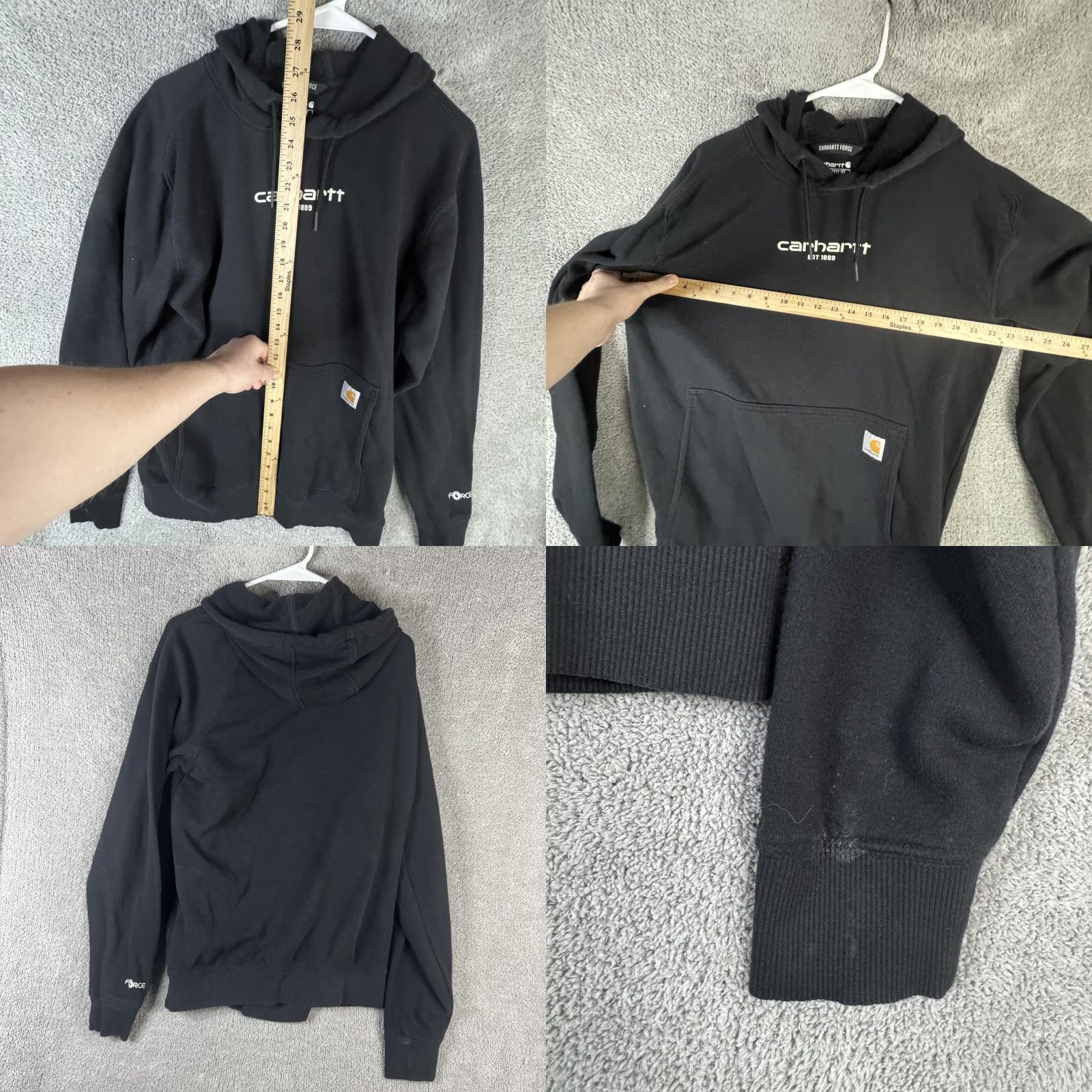 Carhartt Carhartt Force Hoodie Mens M Black Fleece Pullover Logo Sweatshirt Size US M / EU 48-50 / 2 - 8 Thumbnail