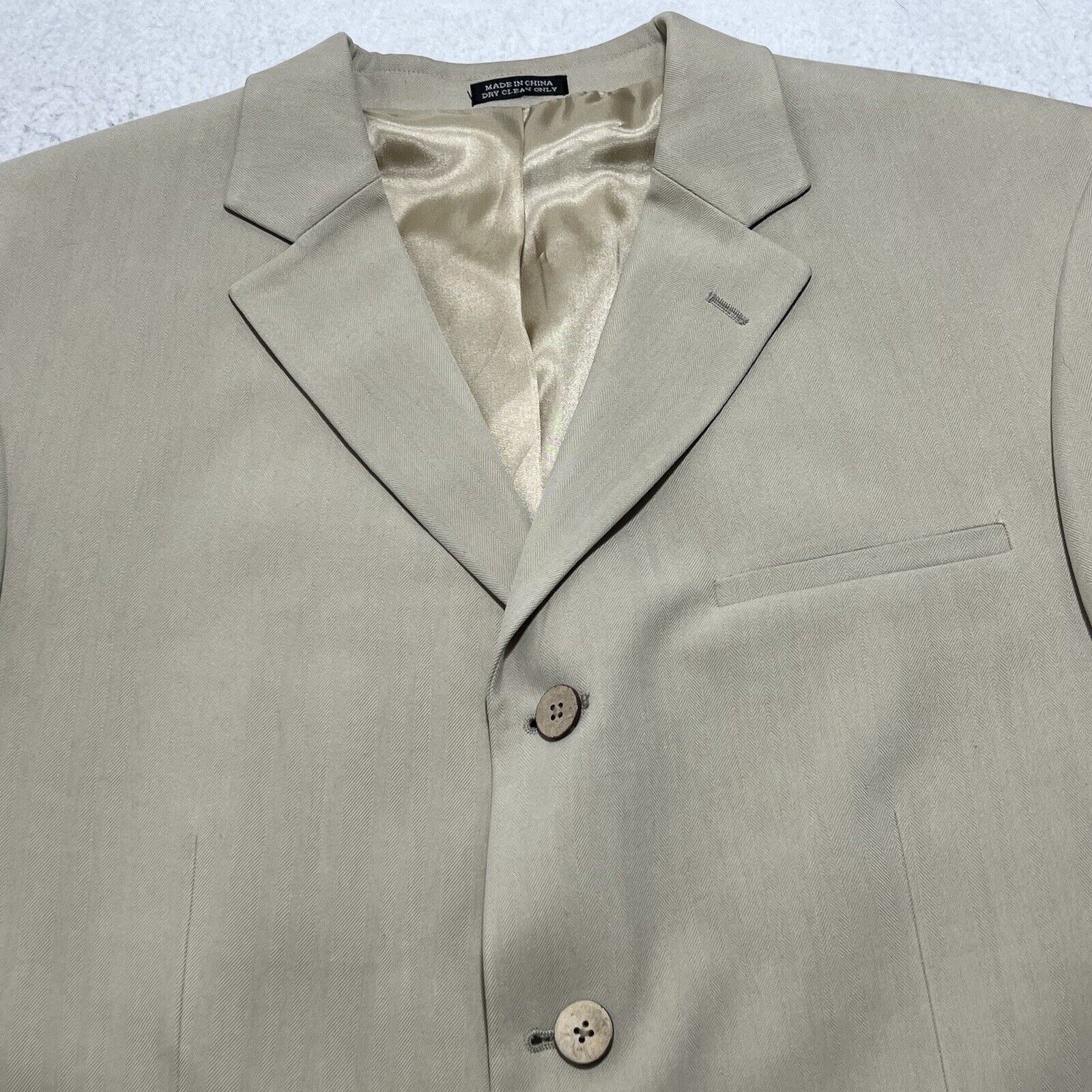 Joseph & Feiss Joseph & Feiss 42S Silk Beige Herringbone Suit Jacket Size 42S - 2 Thumbnail