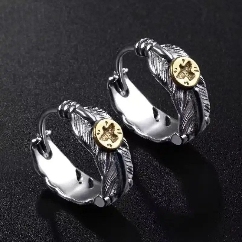Jewelry New Trend Silver Plated Brass Eagle Feather Earrings Size ONE SIZE - 5 Thumbnail