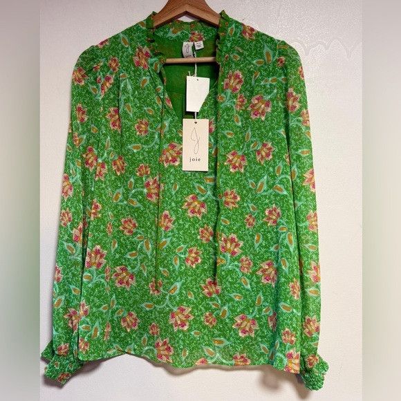 Joie Joie Green Floral Long Sleeve Blouse Women’s Size M Size M / US 6-8 / IT 42-44 - 2 Thumbnail