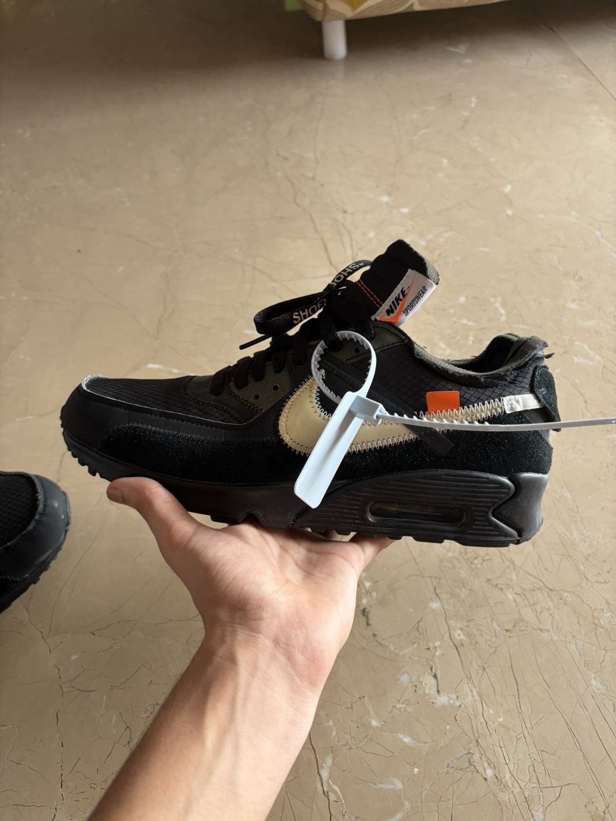 Nike × Off-White Nike Off White Air Max 90 Black Size US 9.5 / EU 42-43 - 3 Thumbnail