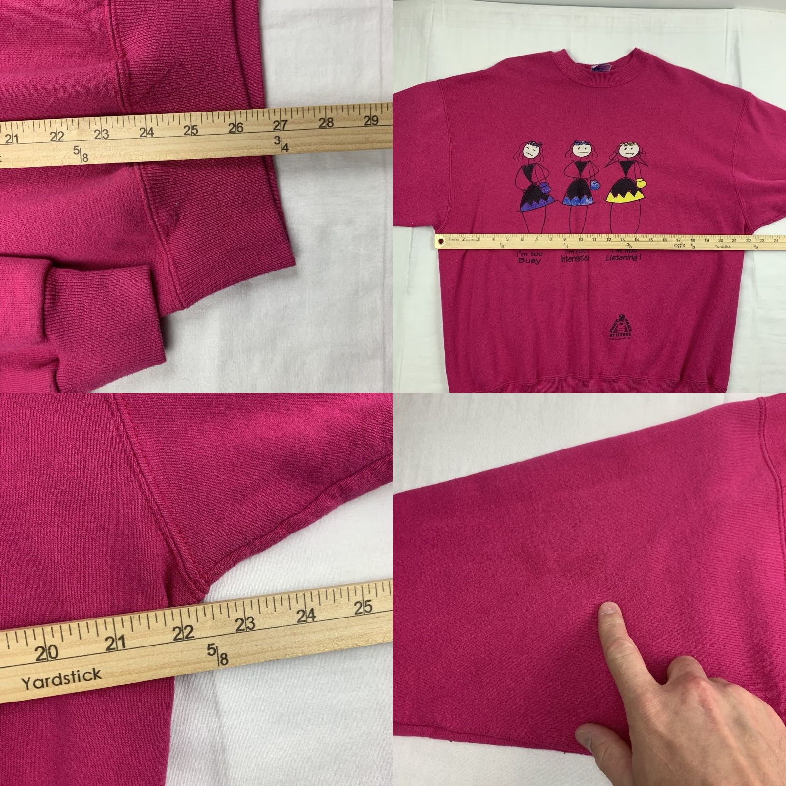 Hanes VINTAGE Face 2 Face Sweatshirt Adult XL Pink Expressions Attitude 90s USA Womens Size XL / US 12-14 / IT 48-50 - 8 Thumbnail